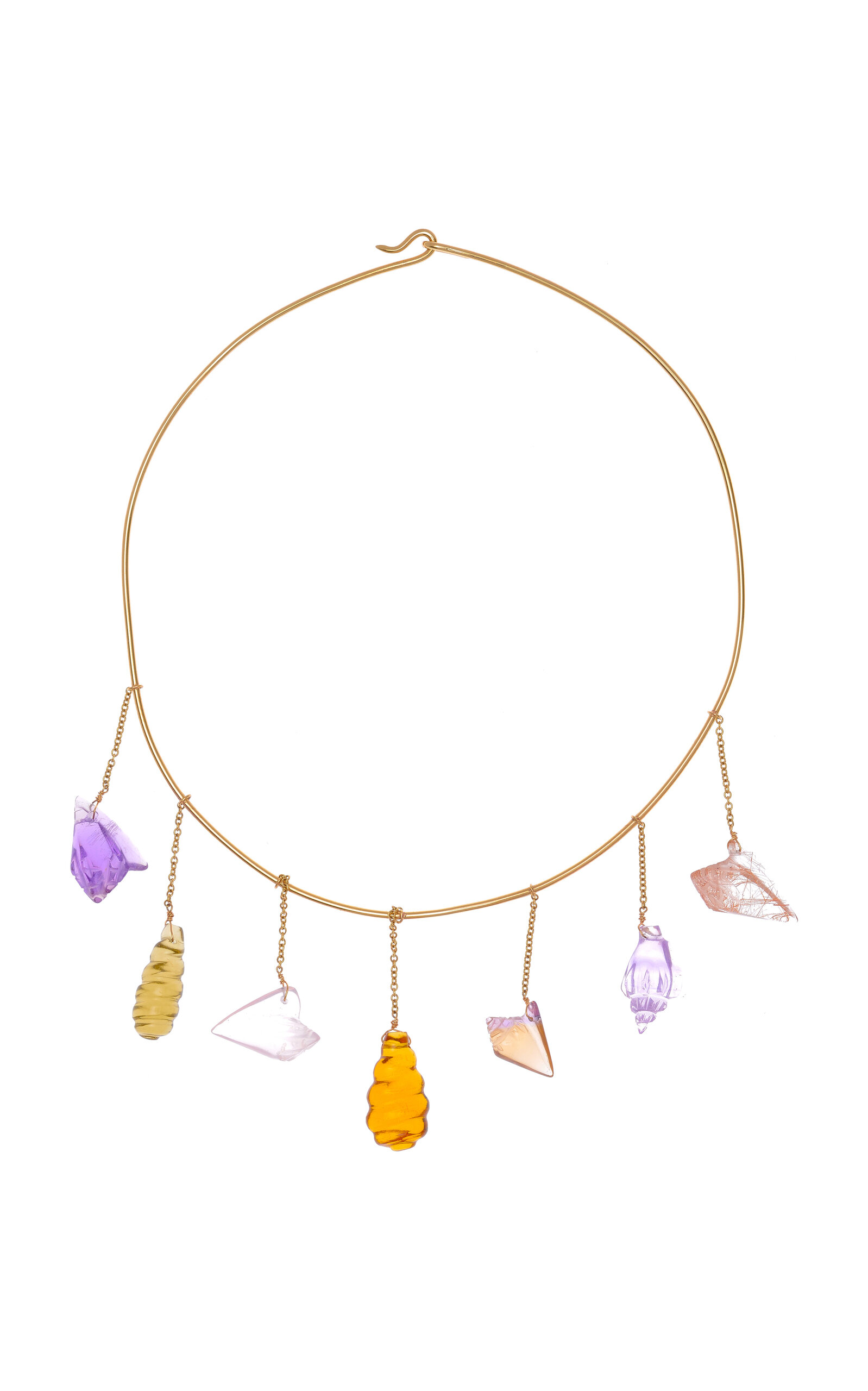 Haute Victoire Women's 14k Yellow Gold Multi Gem Carved Shell Choker