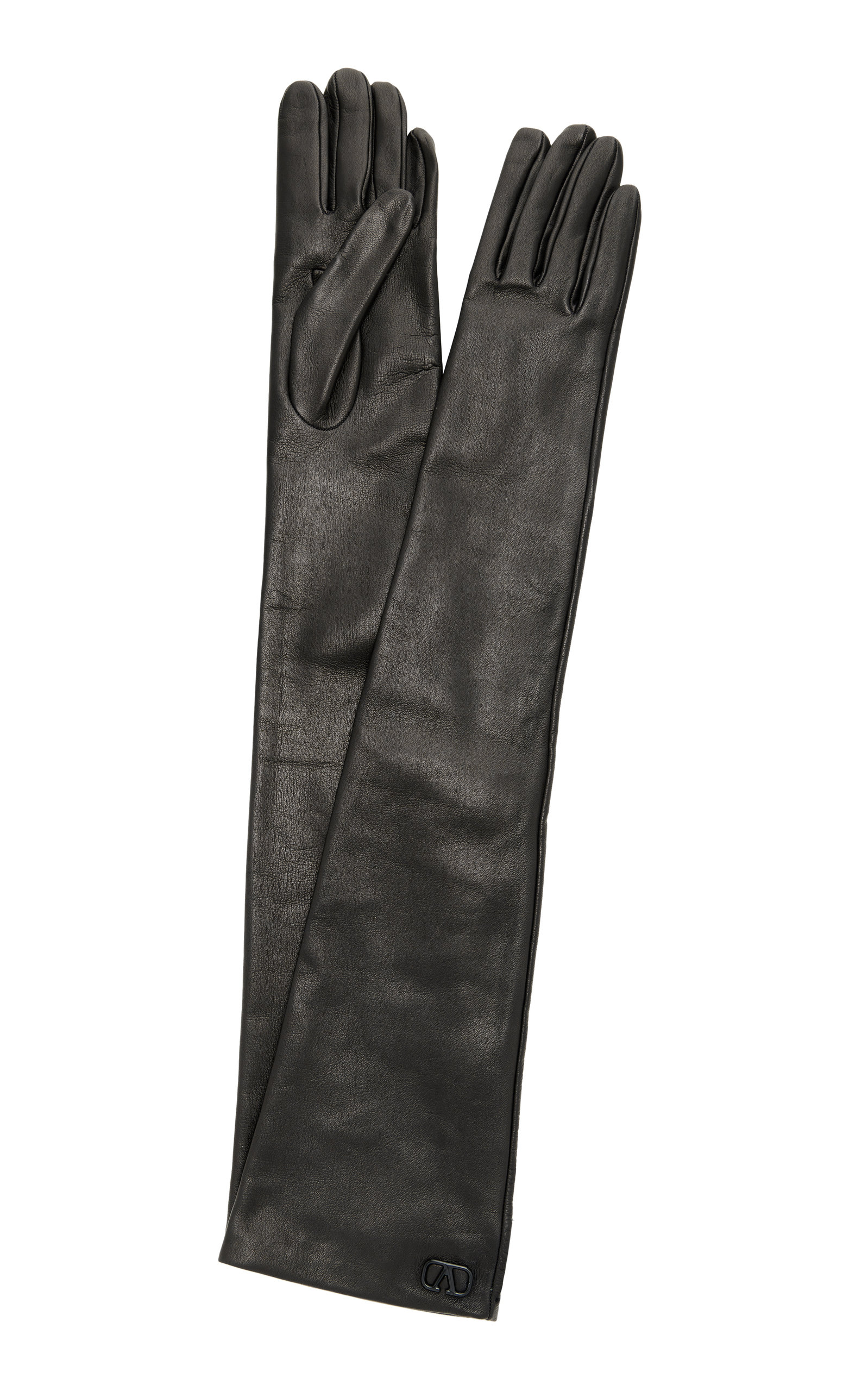 Valentino Garavani Vlogo Signature Leather Gloves In Black