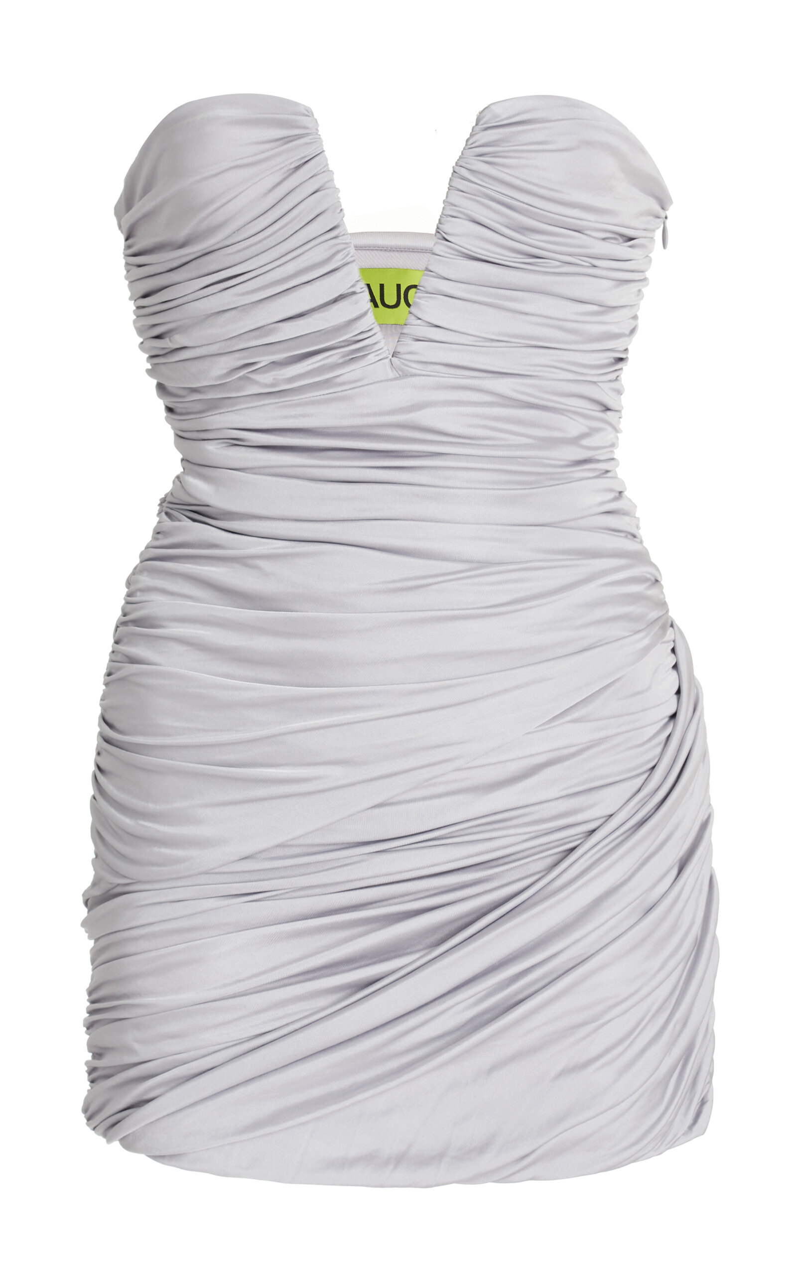Gauge81 Talsi Strapless Ruched Jersey Mini Dress In Silver