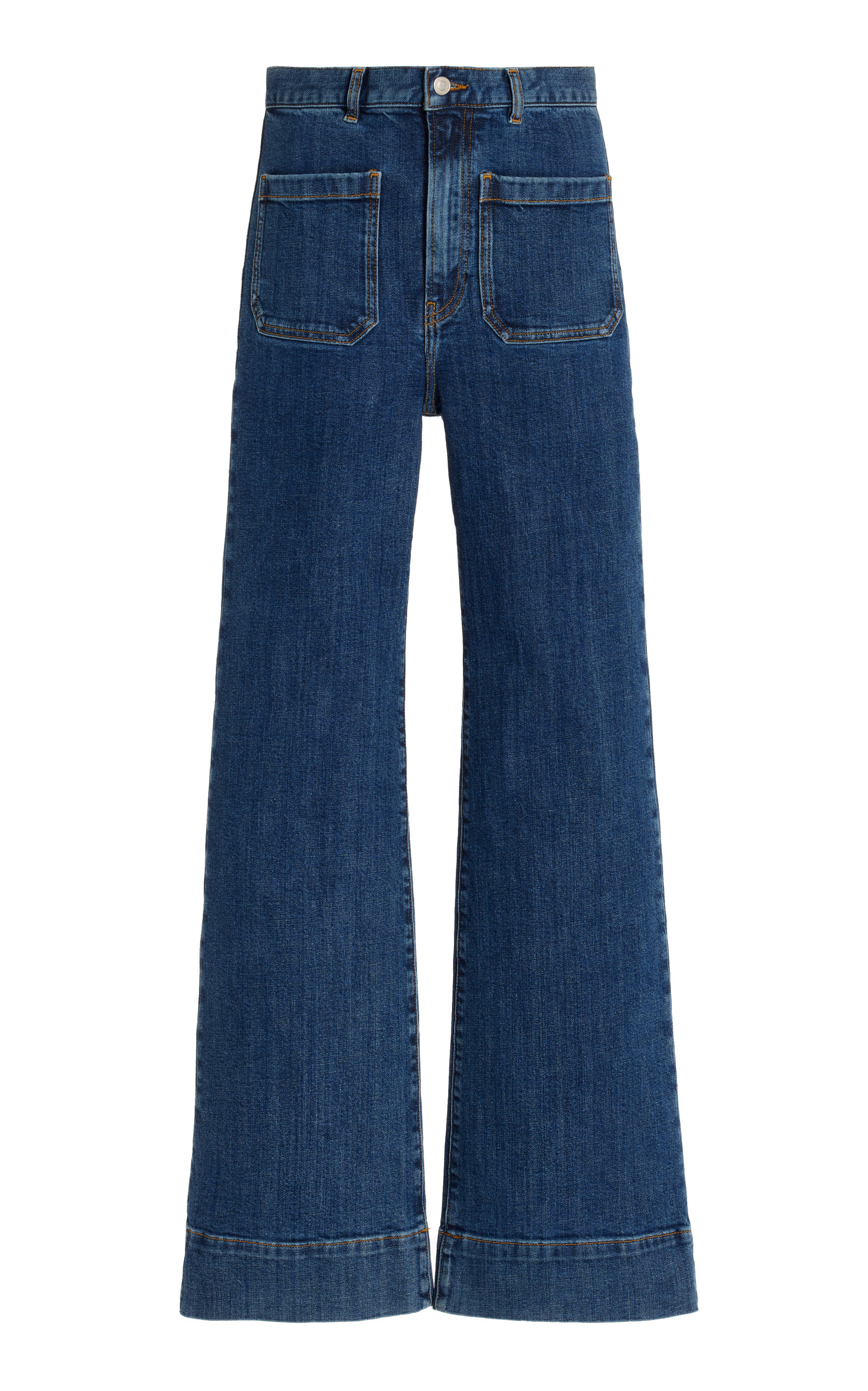 Jeanerica St Monica Flared High-rise Organic Denim-blend Jeans In Light Wash