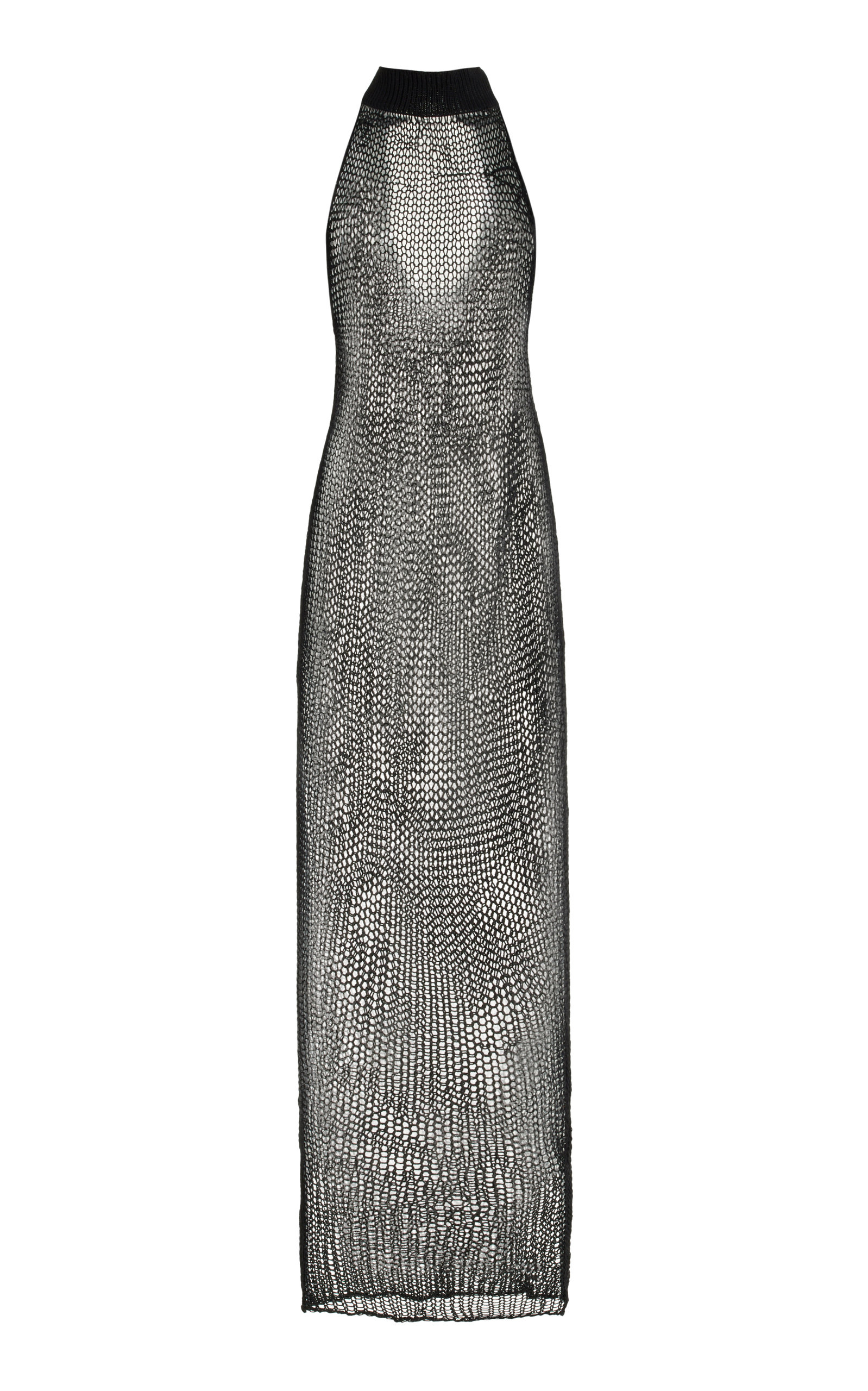 Ludovic de Saint Sernin - Women's Cotton Fishnet Maxi Dress - Black - S - Moda Operandi
