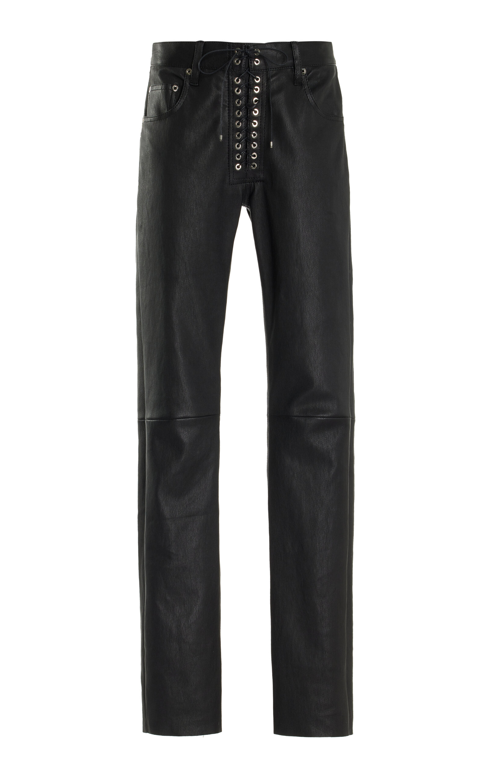 Ludovic de Saint Sernin - Women's Lace-Up Leather Pants - Black - M - Moda Operandi