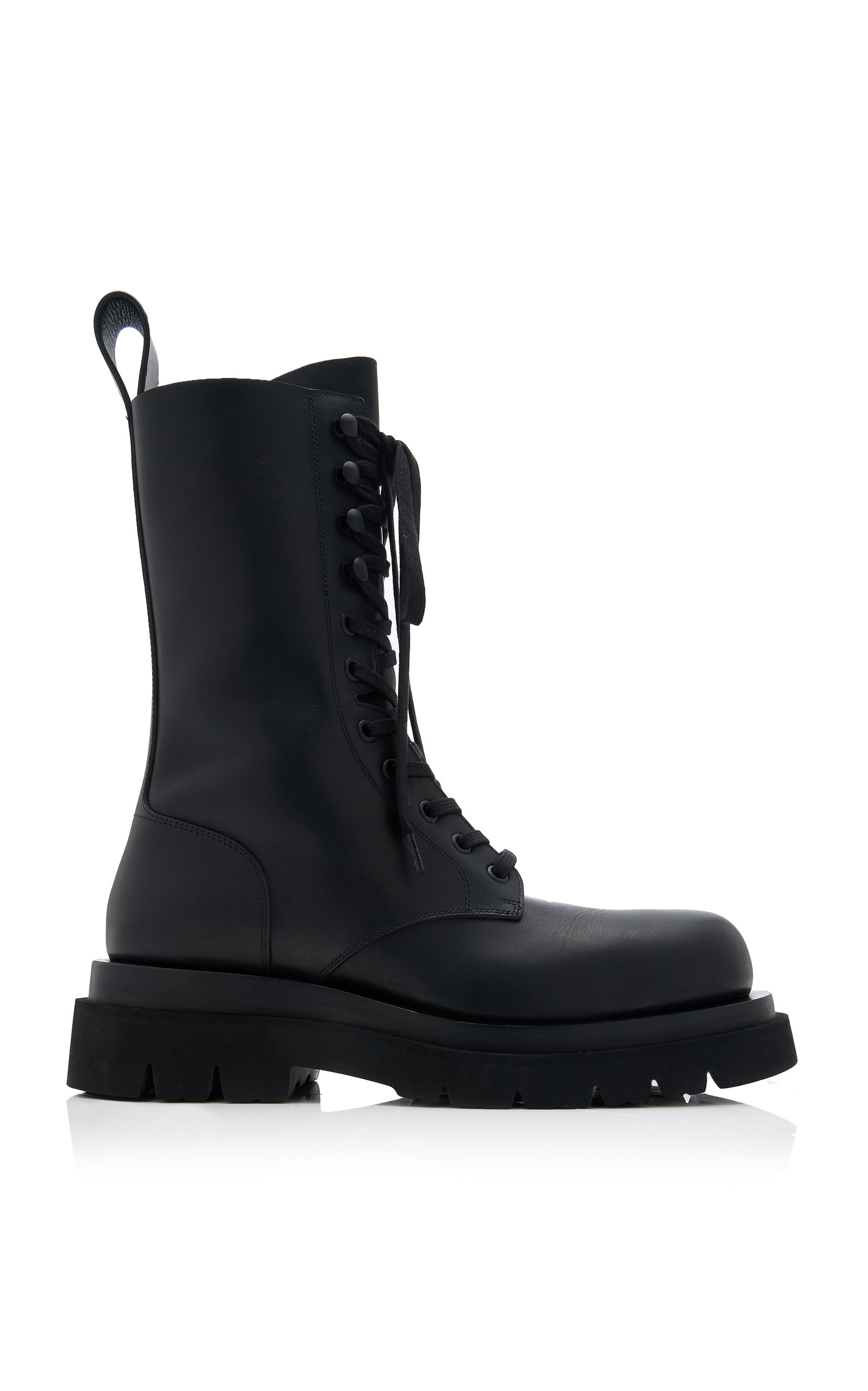 Bottega Veneta Lug Lace-up Boot Military Calf In Black