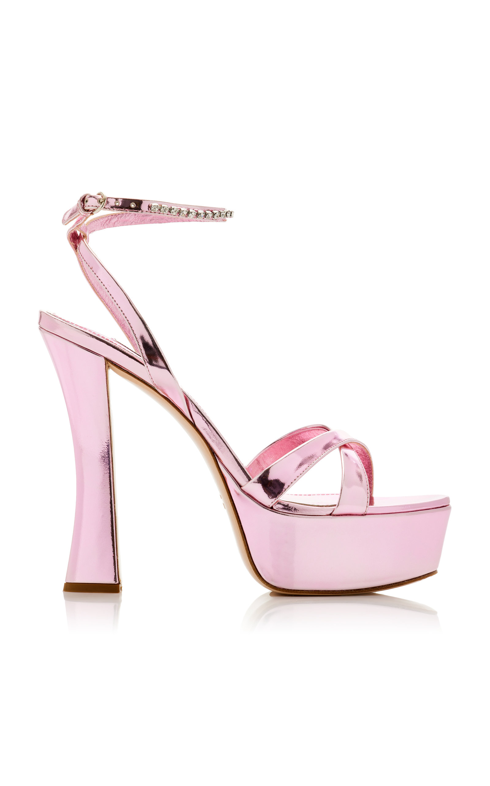 Miu Miu Décolleté Bejeweled Leather Platform Sandals