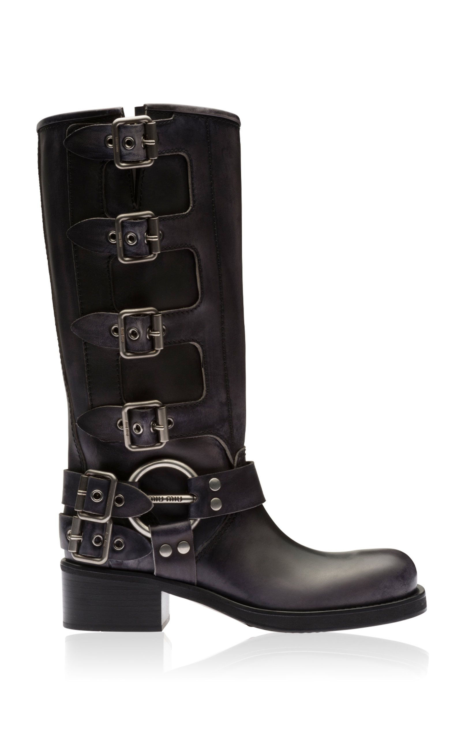 Miu Miu Buckled Leather Boots