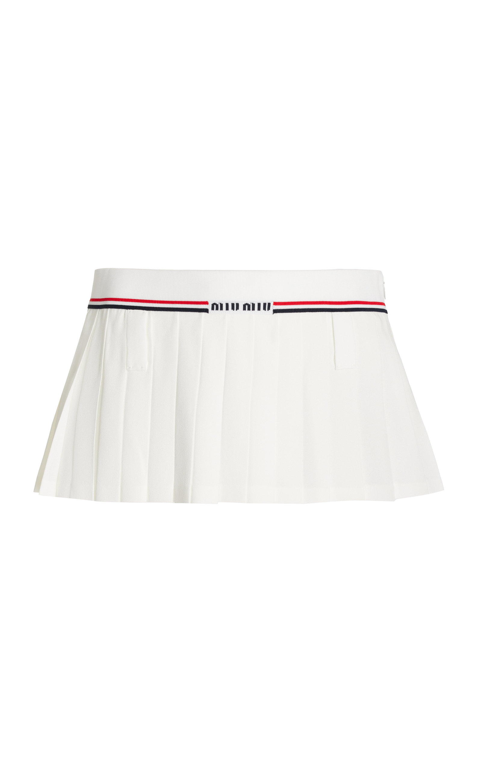 Miu Miu - Pleated Sable Mini Skirt - White - IT 44 - Moda Operandi