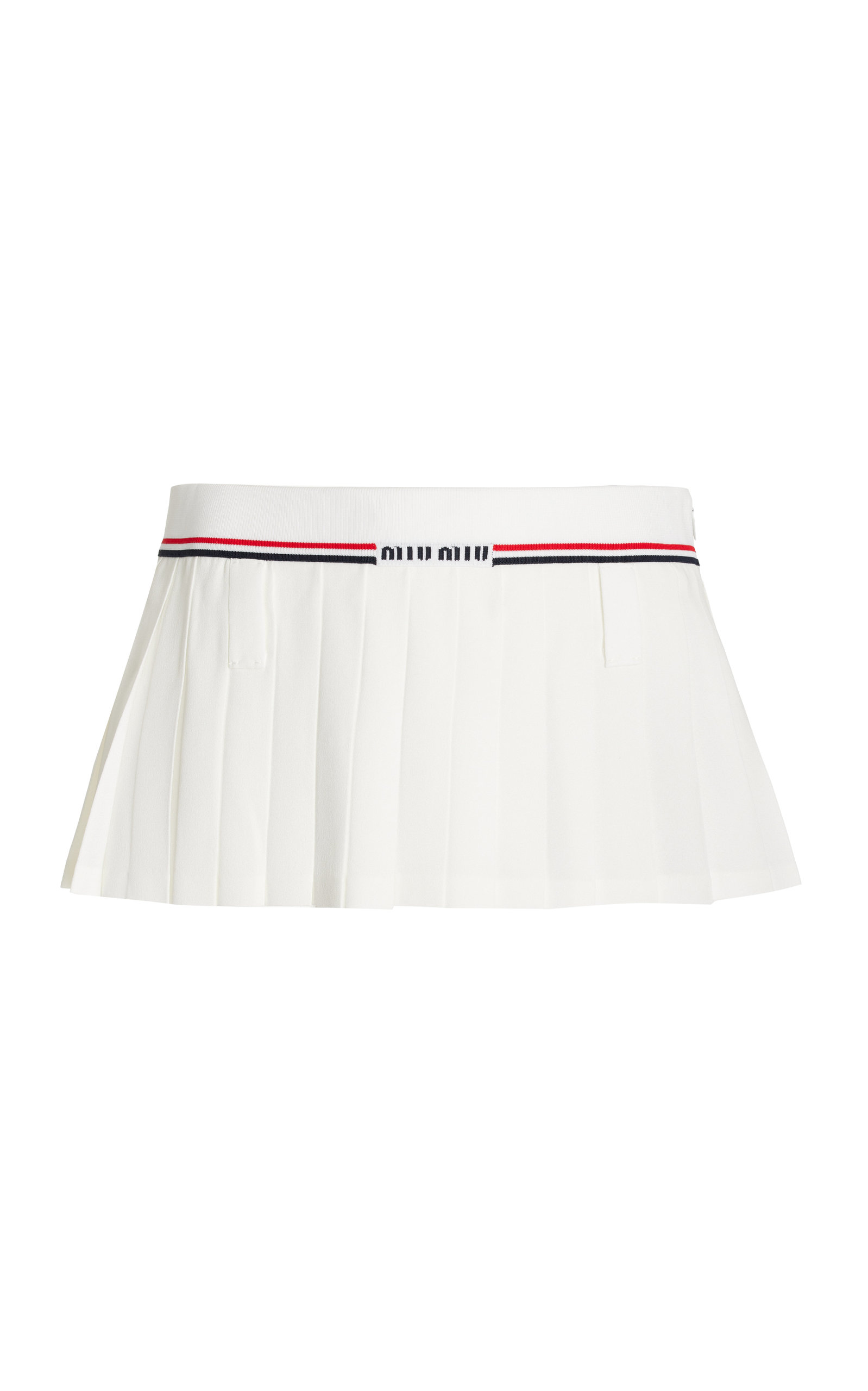 Miu Miu - Women's Pleated Sable Mini Skirt - White - IT 38 - Moda Operandi