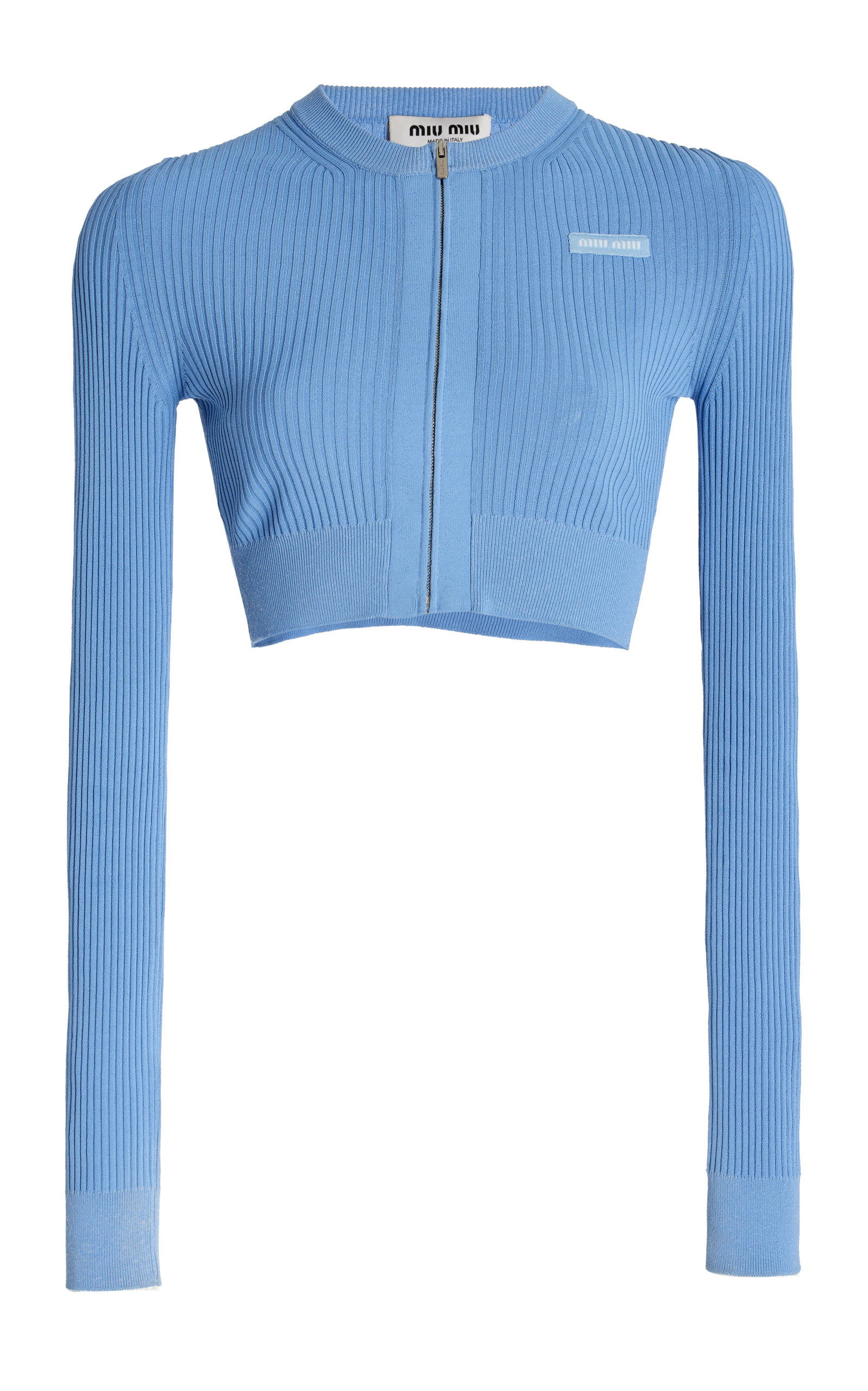 Miu Miu Ribbed-Knit Cropped Cardigan