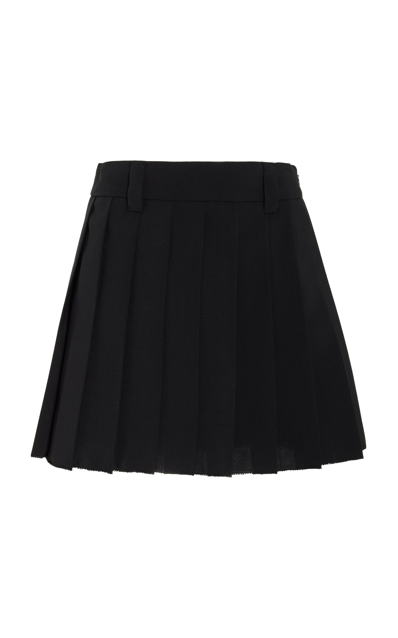 Miu Miu - Women's Pleated Raw-Edge Mohair Mini Skirt - Black - Moda Operandi