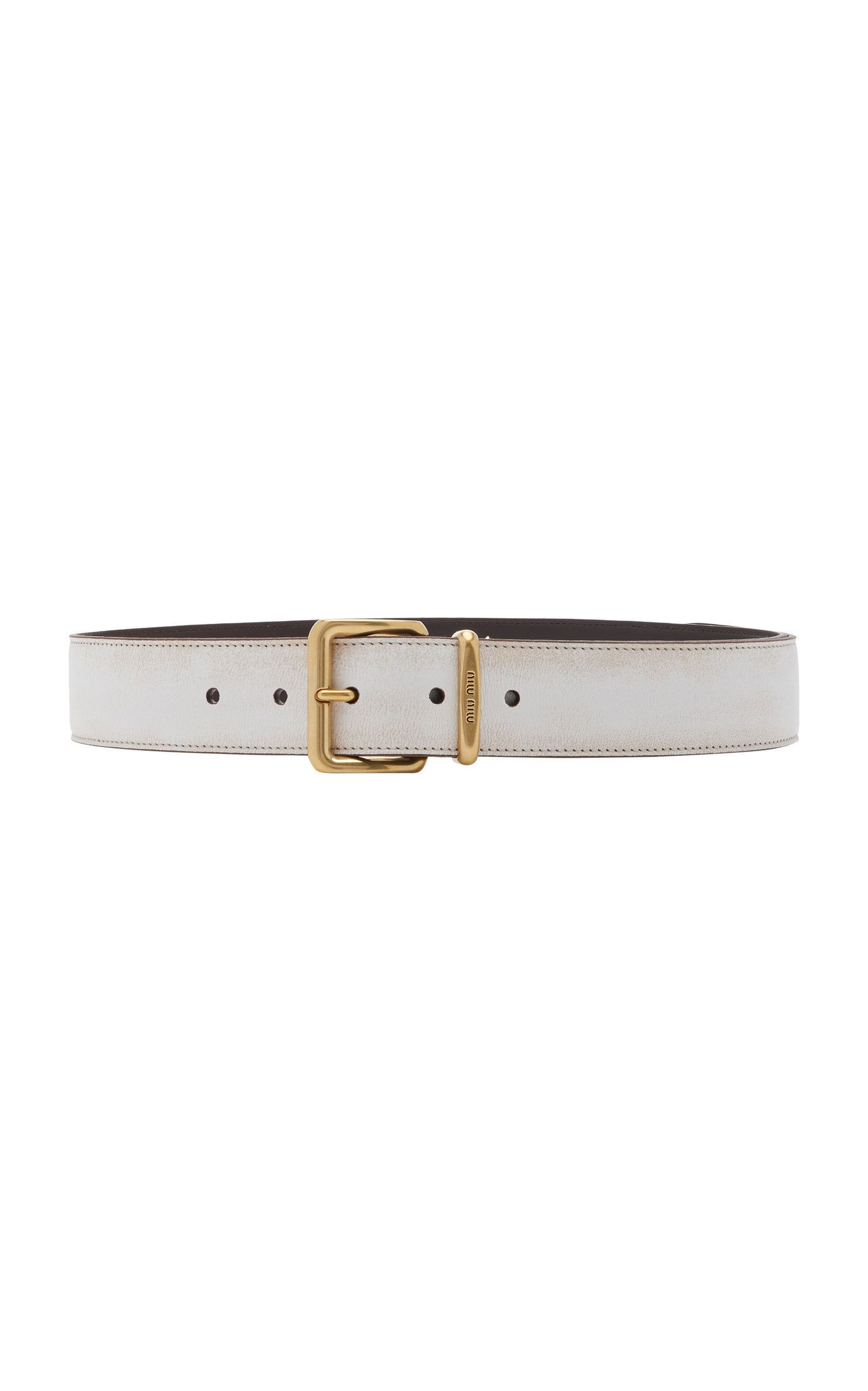 Miu Miu Leather Belt - White - 70 cm