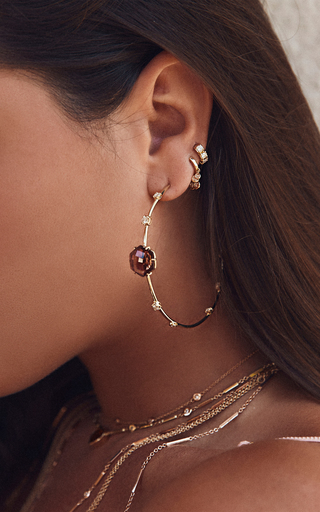 14k Yellow Gold Sophia Insideout Hoops with Watermelon Tourmaline展示图