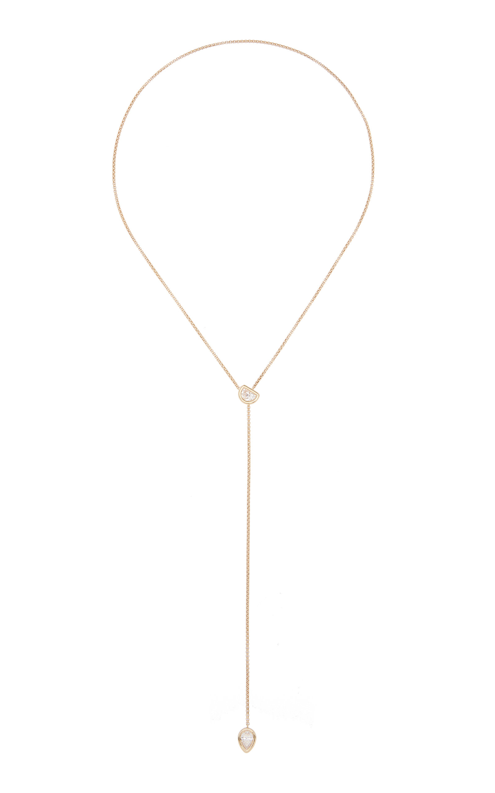 Toi et Moi 14K Yellow Gold VRAI Created Diamond Lariat Necklace