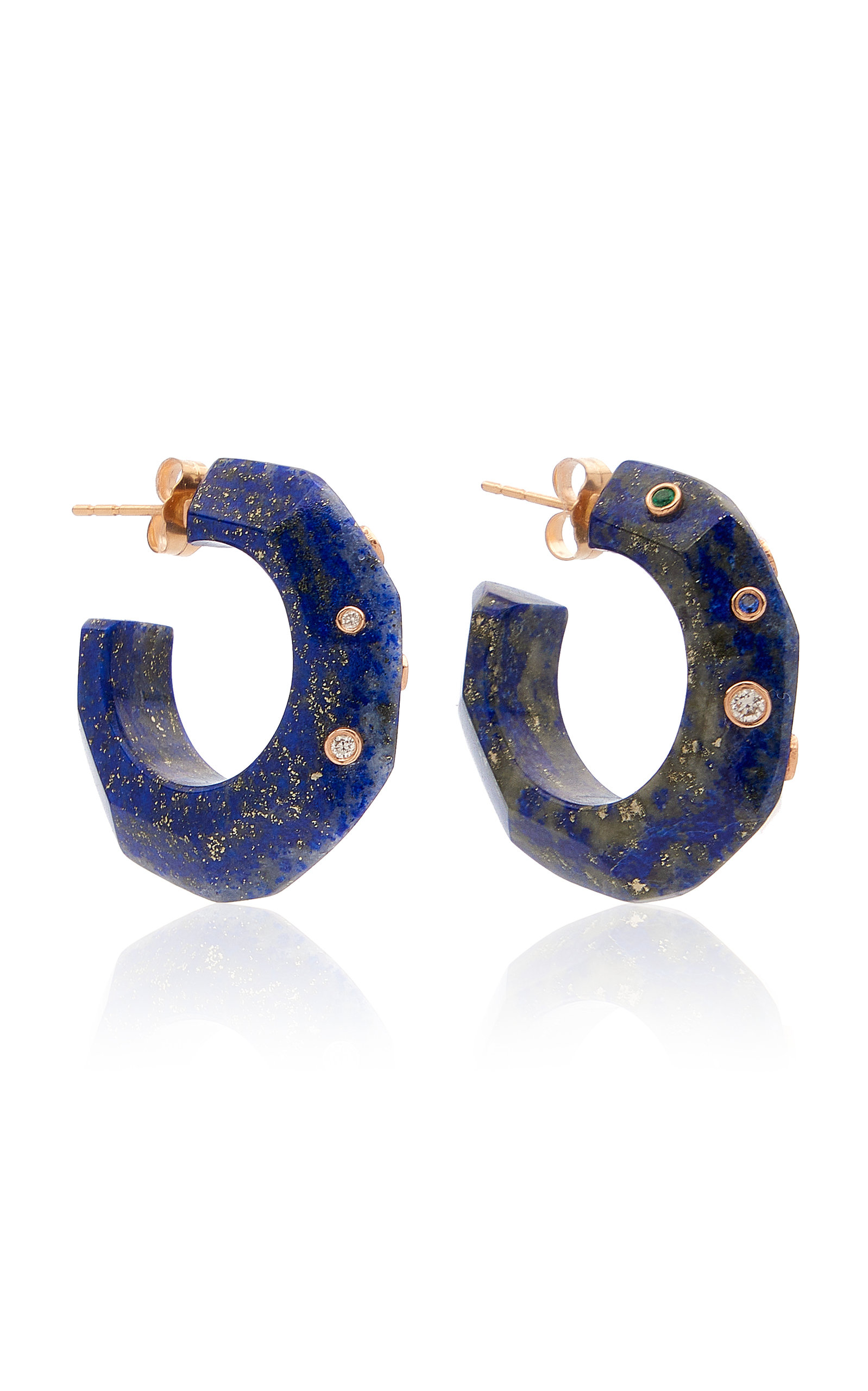 Bleecker & Prince Women's Gold Mountain 14K Rose Gold Lapis Earrings