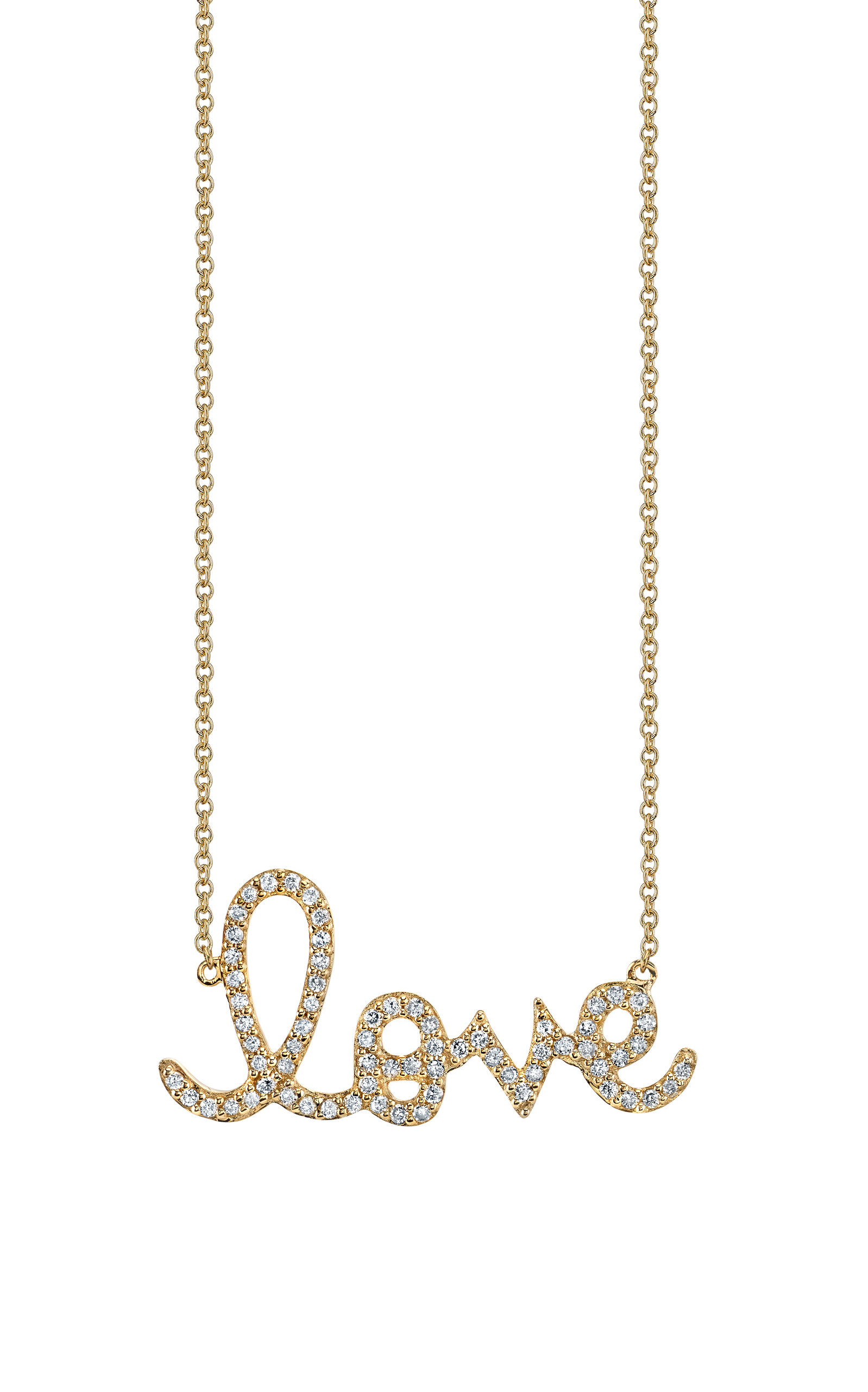 SYDNEY EVAN WOMEN'S 14K YELLOW GOLD LARGE LOVE SCRIPT NECKLACE