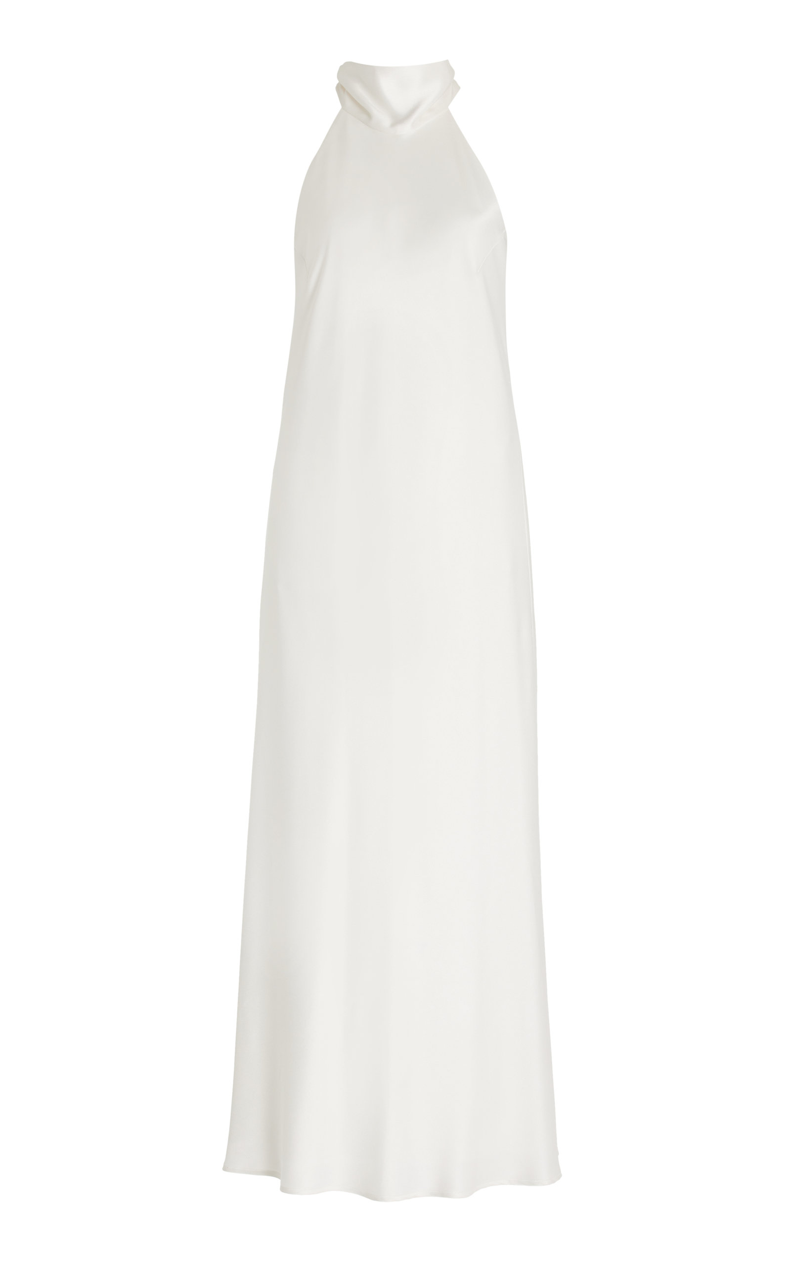 Galvan Womens Off White Pandora Halterneck Woven Midi Dress In White