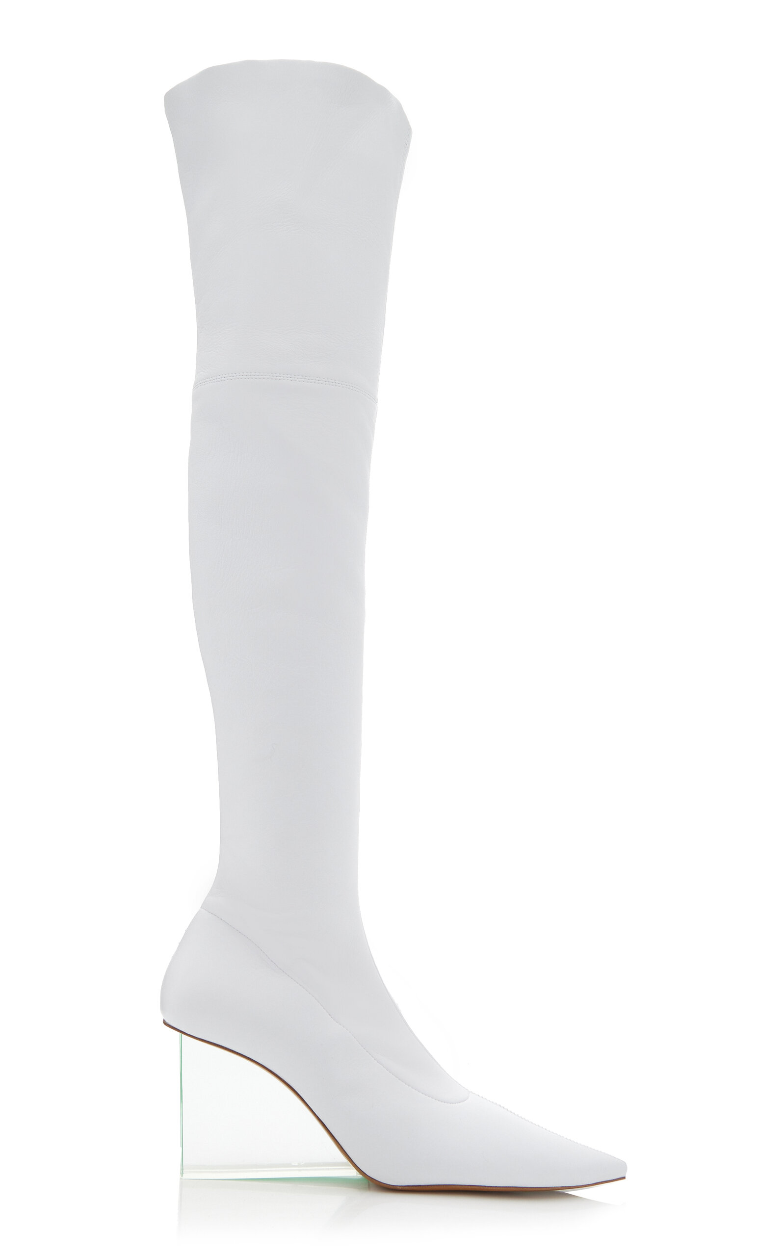 Arielle Baron Exclusive Glass Works Leather Boots In White