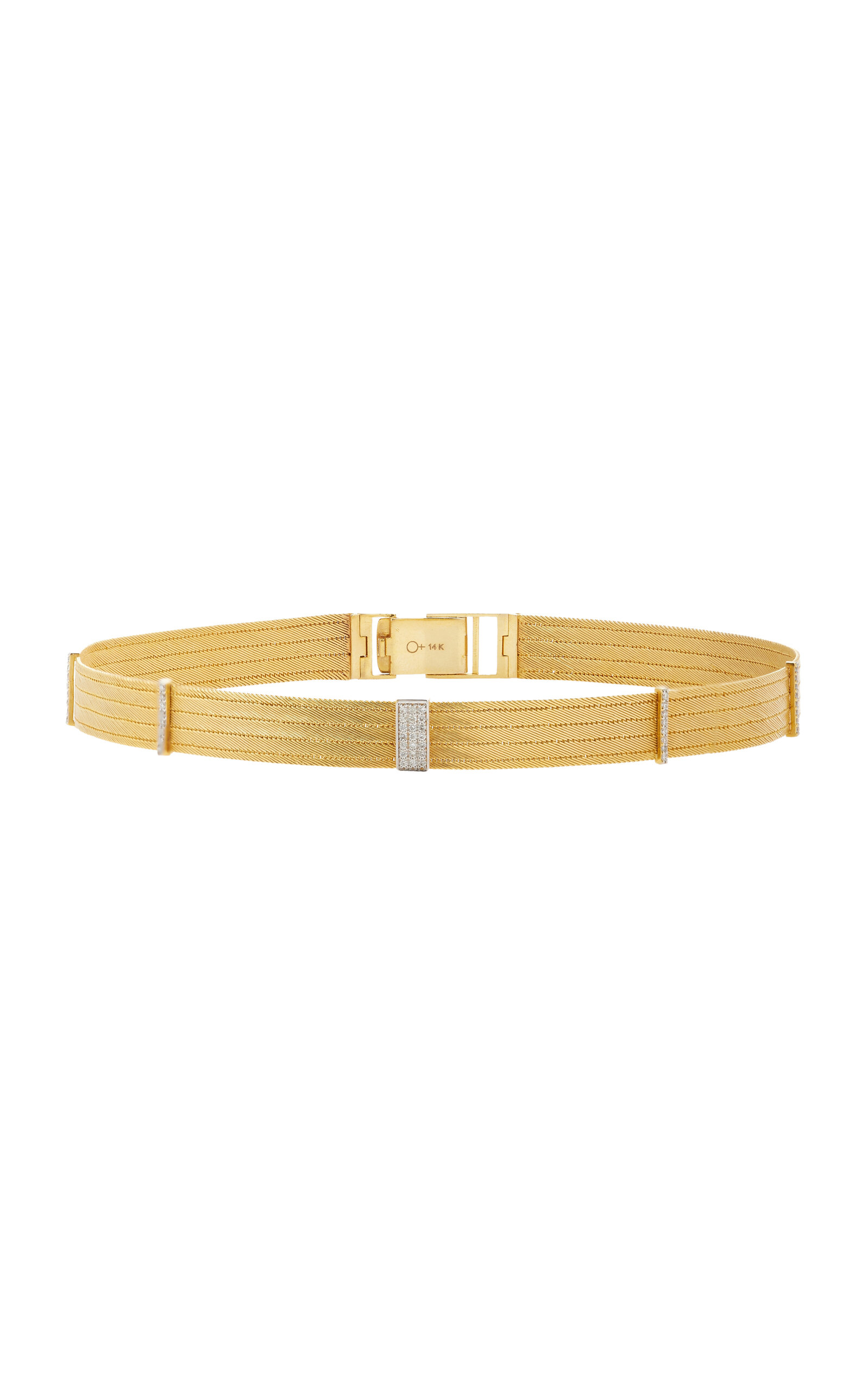 Her Story Women's Medium Five Line Sticks 14k Yellow Gold Diamond Choker