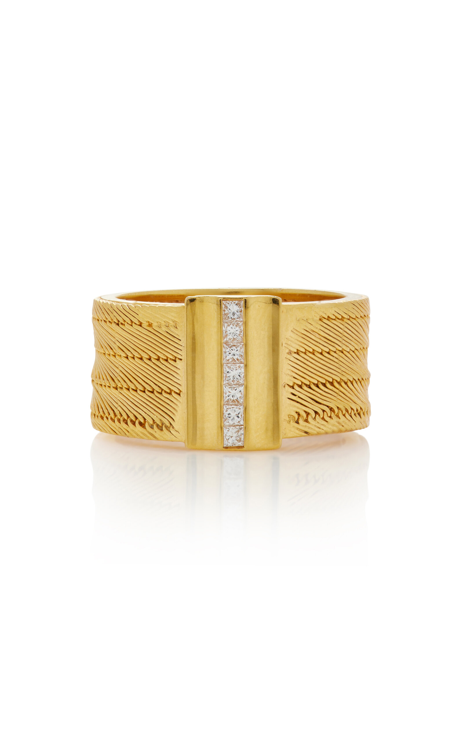 Five Line 14K Yellow Gold Diamond Ring