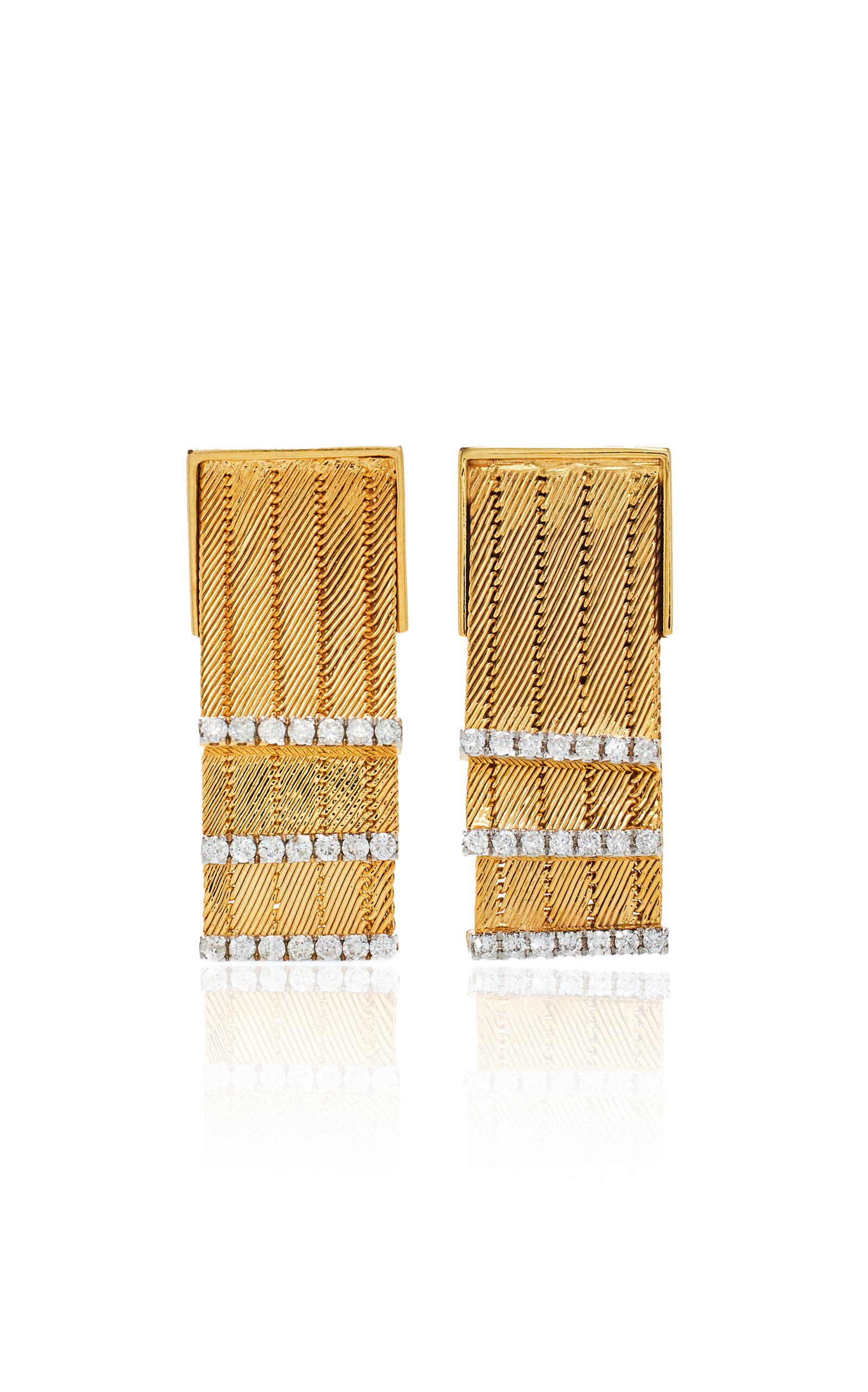 Feuille 14K Yellow Gold Diamond Earrings