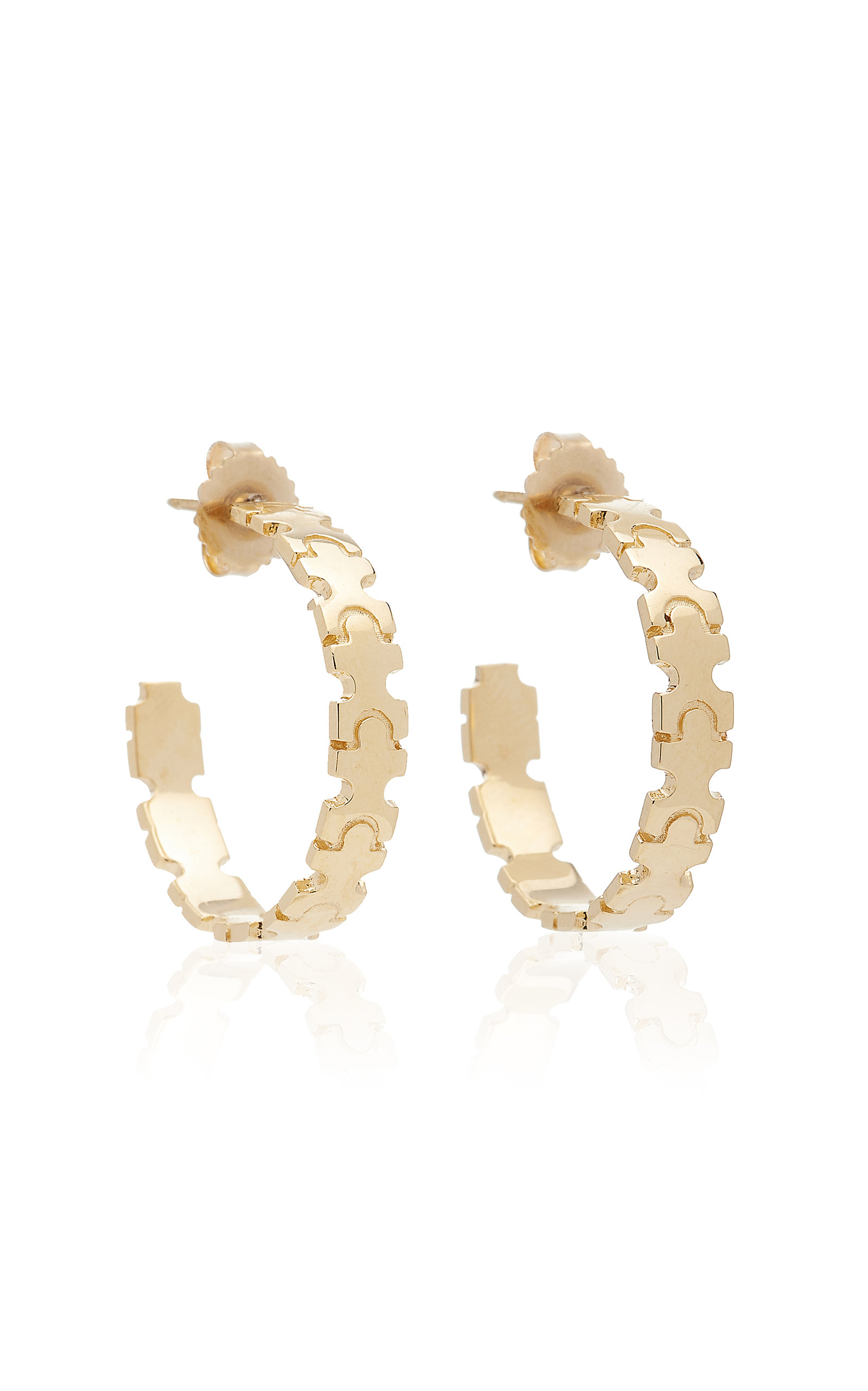Puzzle 14K Yellow Gold Hoop Earrings