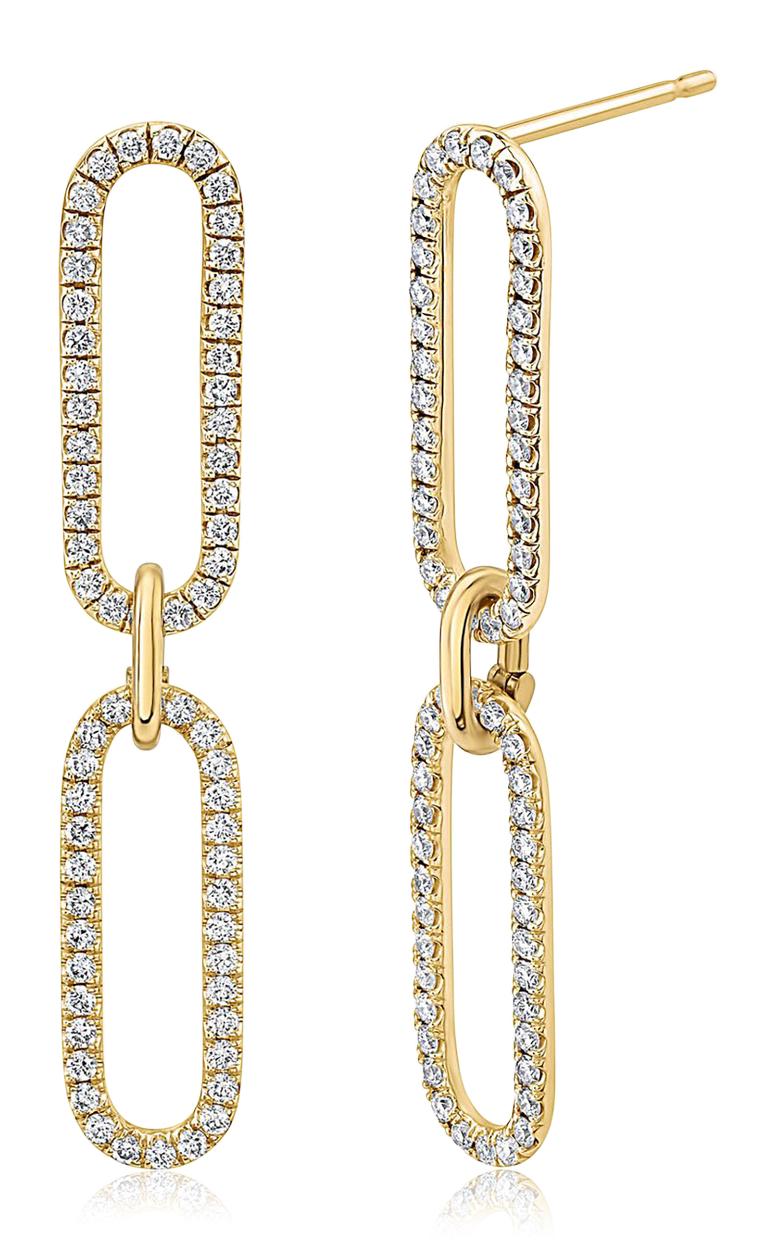 18k Yellow Gold Double Amanda Link Diamond Earrings