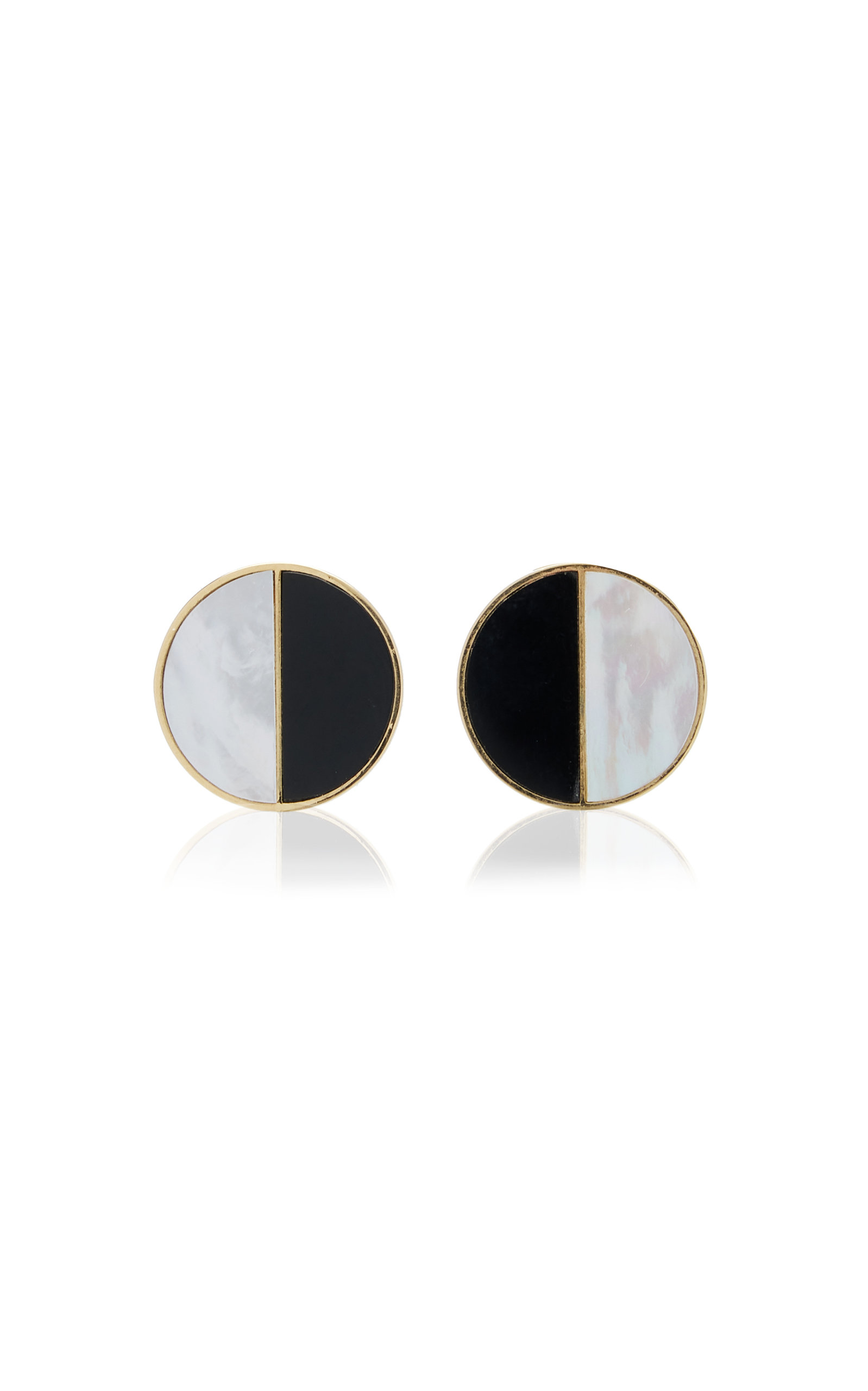 DANIELLE MARKS ECLIPSE 18K YELLOW GOLD ONYX; MOTHER-OF-PEARL EARRINGS