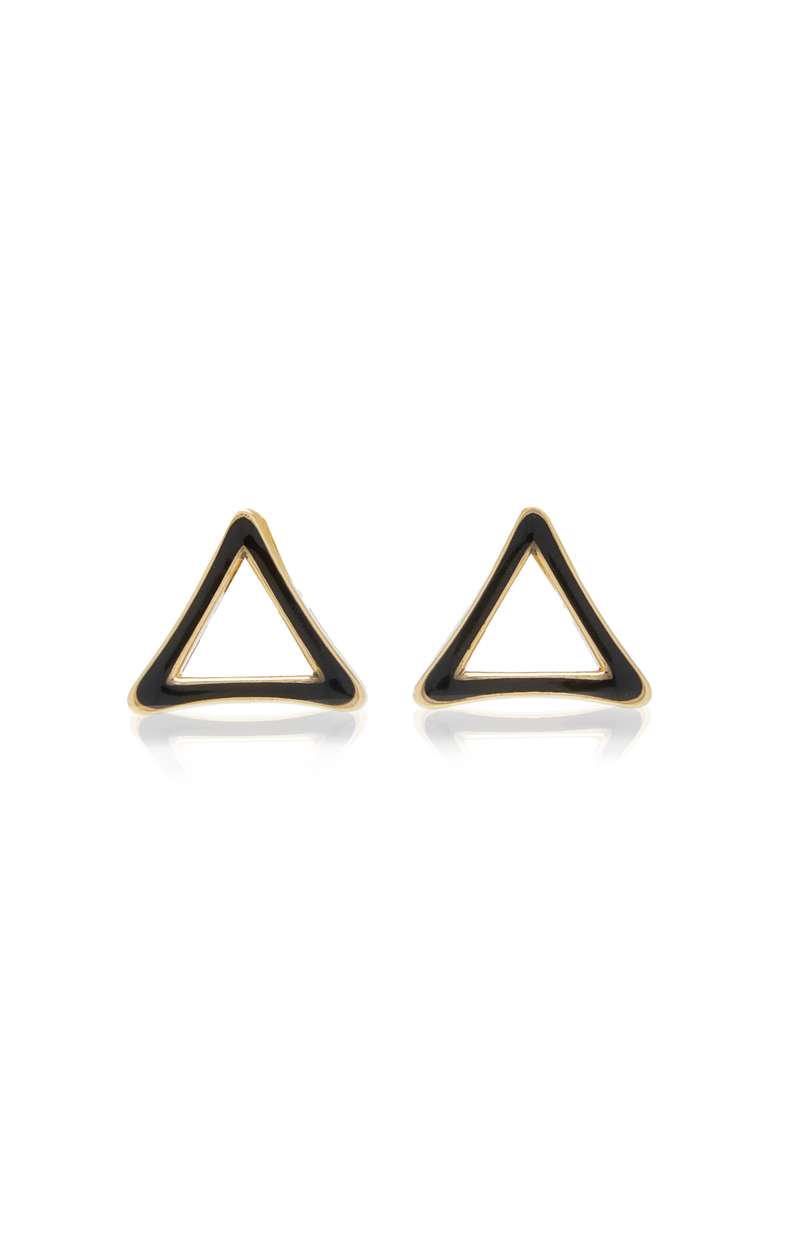Danielle Marks Women's Triangle Enameled 18k Yellow Gold Earrings In Black