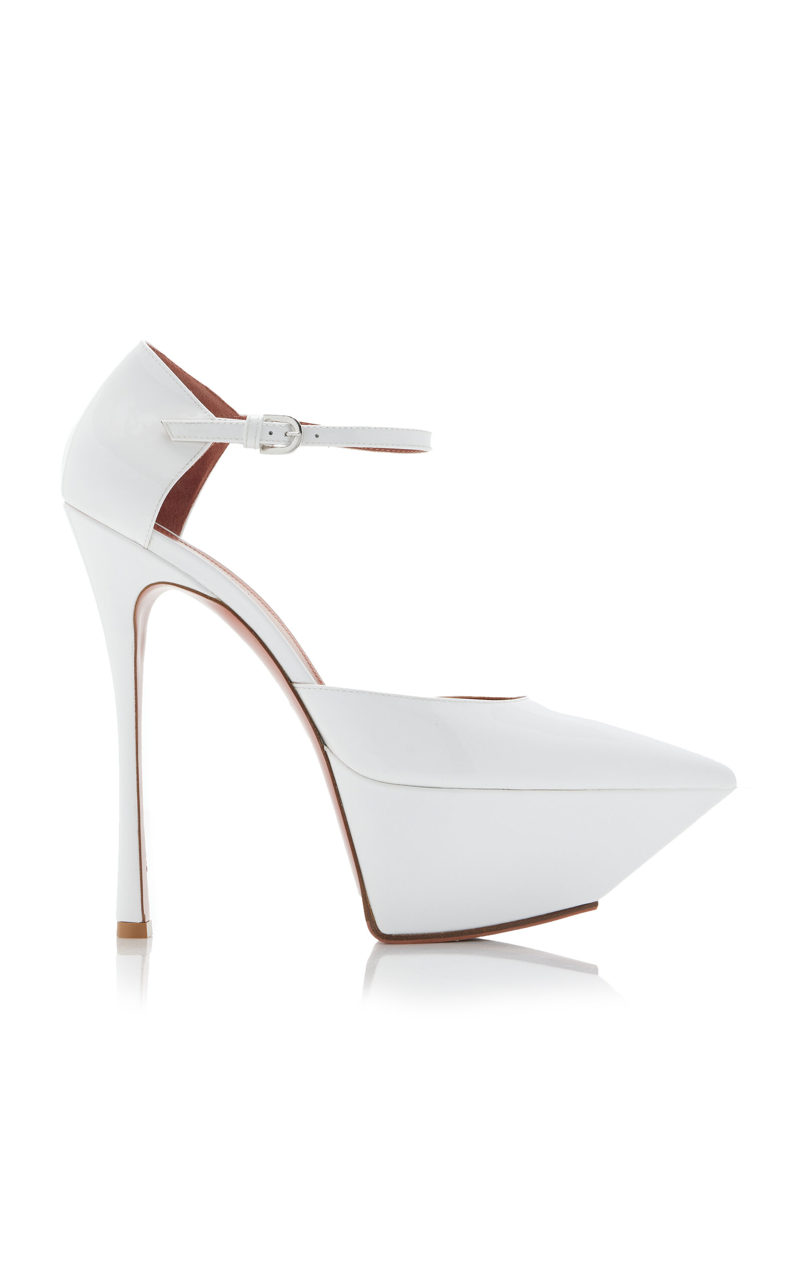 Amina Muaddi White Eva Plateau 150 Leather Platform Pumps In White