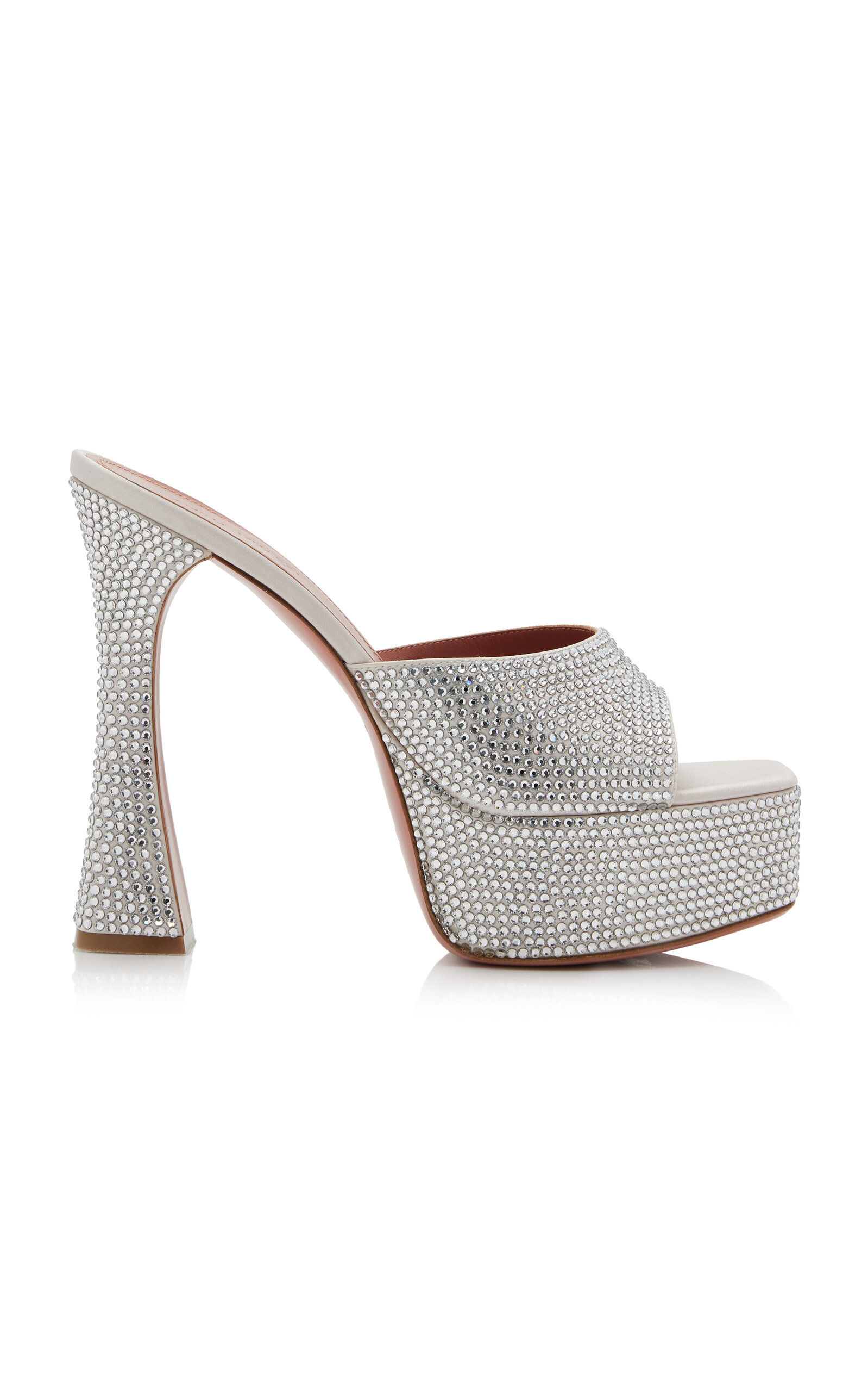 Amina Muaddi - Dalida Crystal-Embellished Satin Platform Sandals - Silver - IT 39 - Moda Operandi