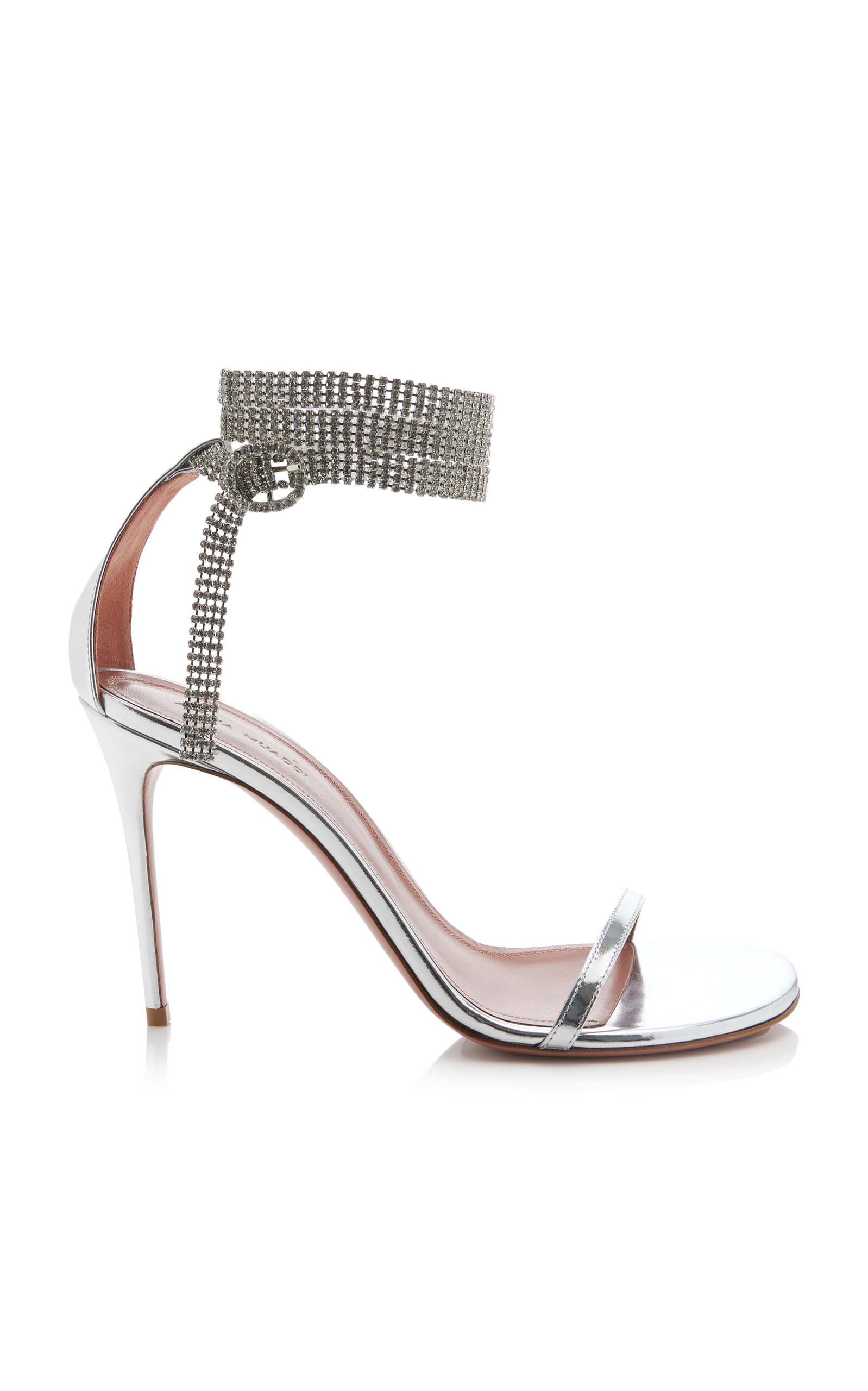 Amina Muaddi Giorgia Crystal Sandals In Silver