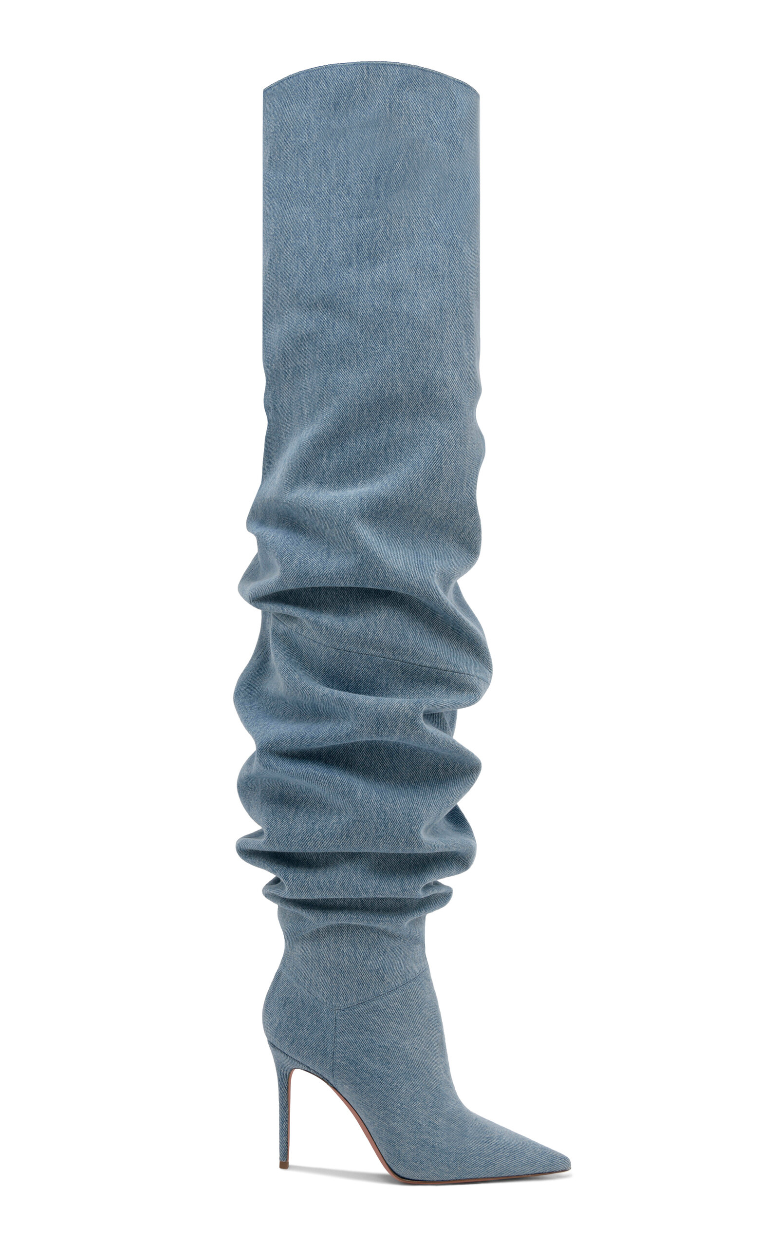 Amina Muaddi - Jahleel Denim Thigh-High Boots - Blue - IT 37 - Moda Operandi