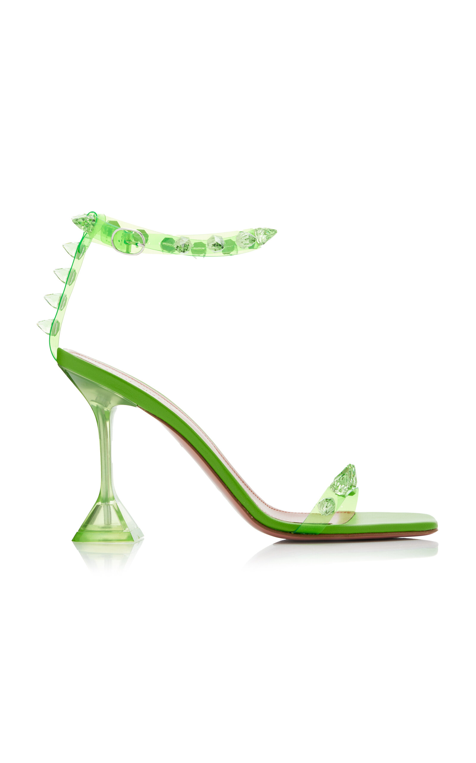 Amina Muaddi - Julia Spiked PVC Sandals - Green - IT 36 - Moda Operandi