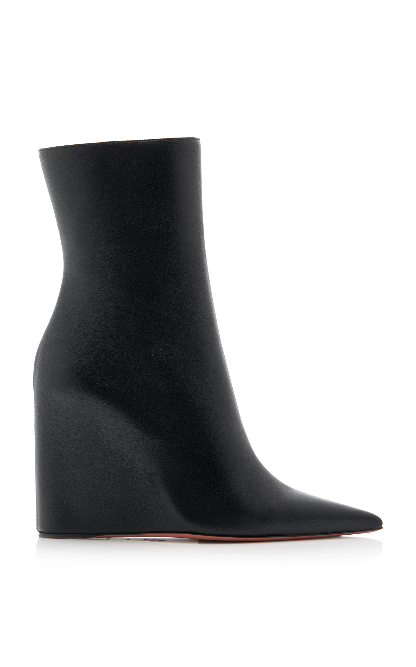 Amina Muaddi Pernille Leather Wedge Ankle Boots In Black