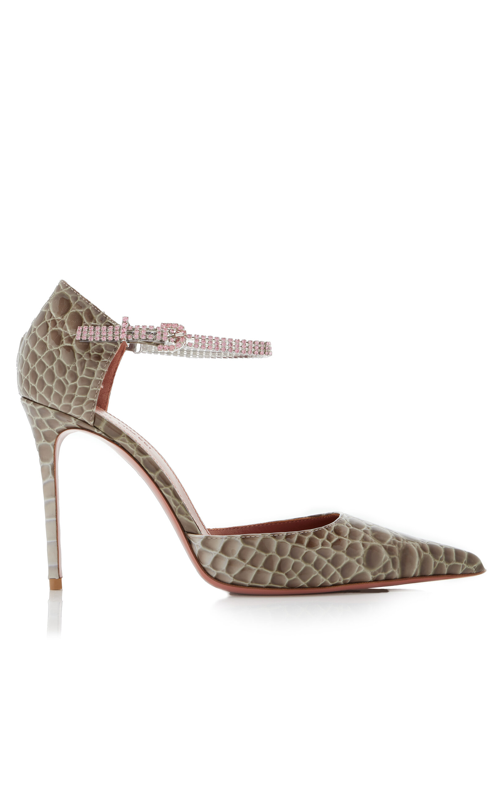 Amina Muaddi - Exclusive Ursina Crystal-Embellished Croc-Embossed Leather Pumps - Multi - IT 36 - Moda Operandi