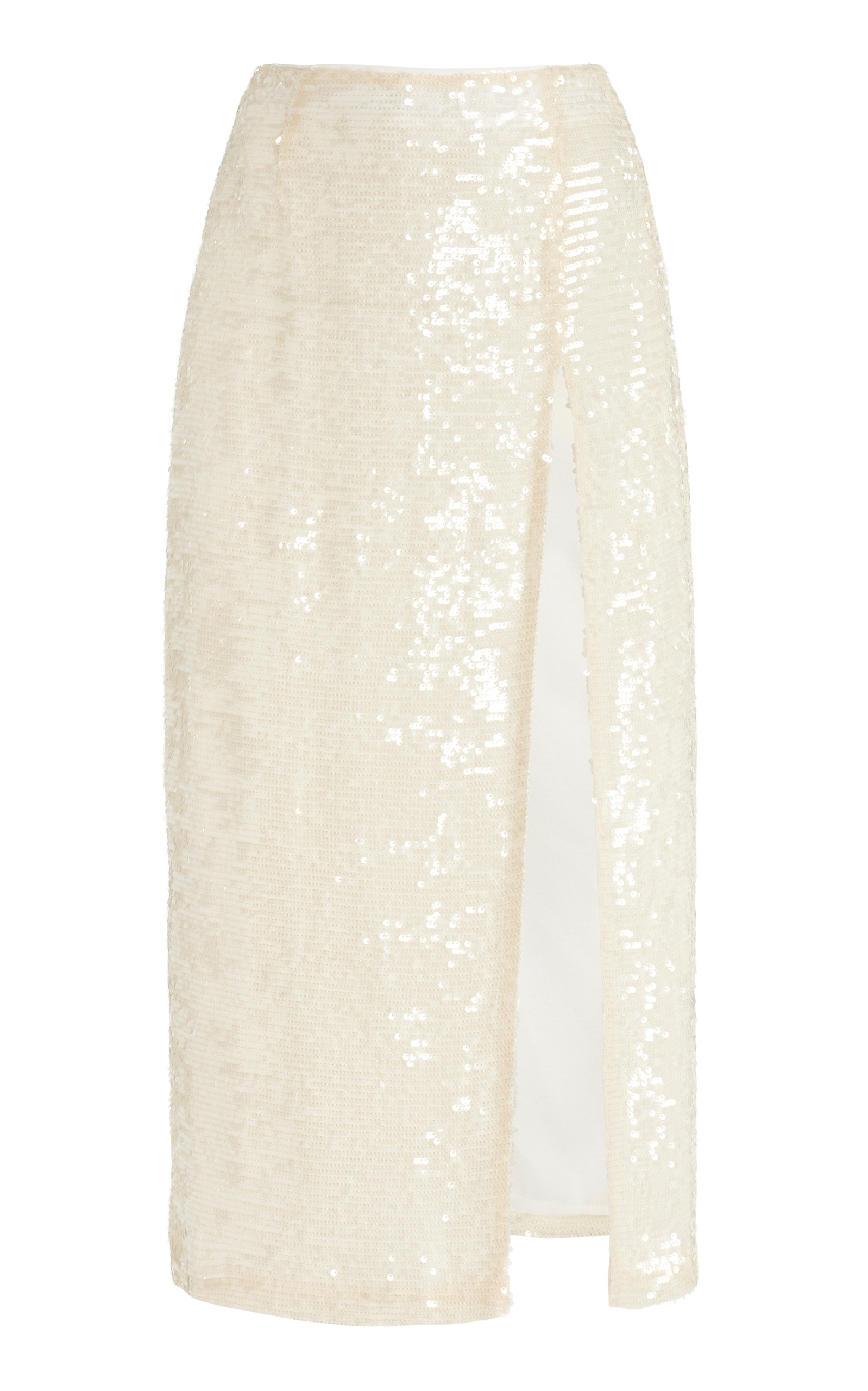 LAPOINTE Sequin High-Waisted Midi Skirt - Ivory
