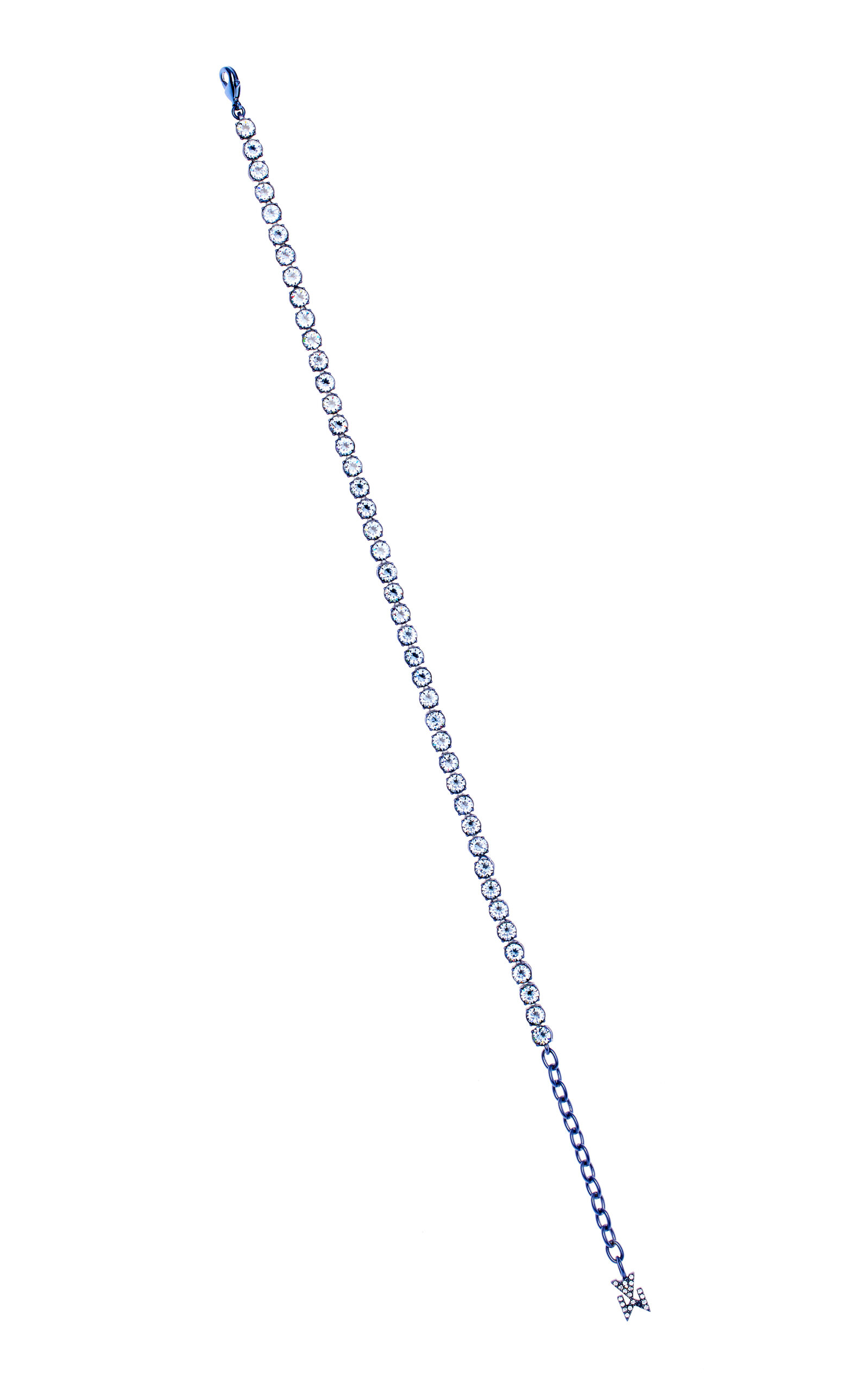 Amina Muaddi Chrome Crystal Tennis Anklet In Blue