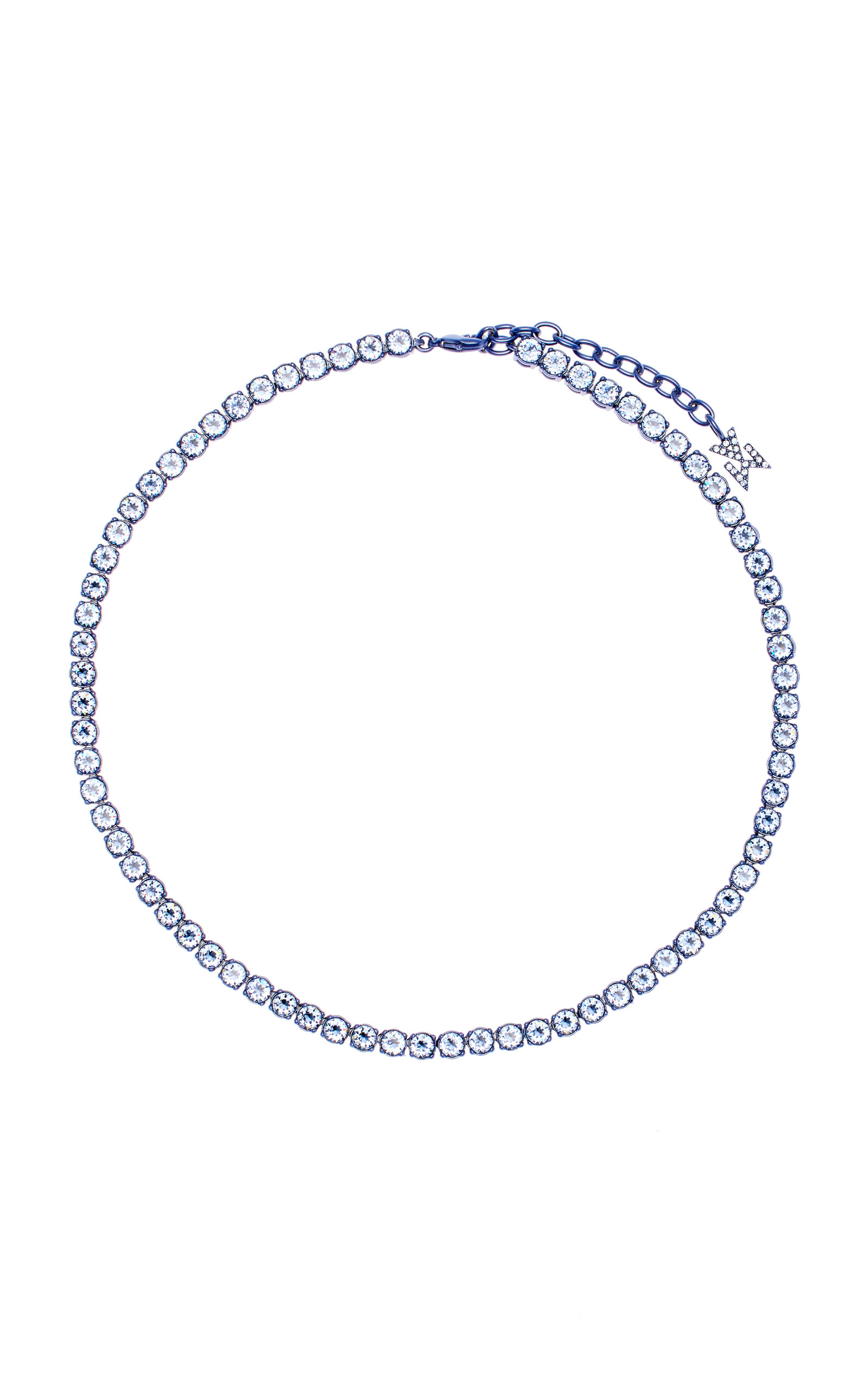 Amina Muaddi Women's Chrome Crystal Tennis Necklace In Blue | ModeSens