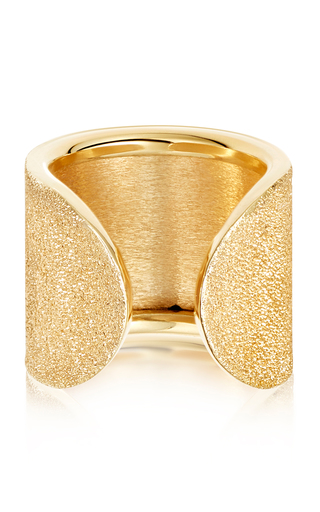 18k Yellow Gold Florentine Finish Cuff Ring展示图