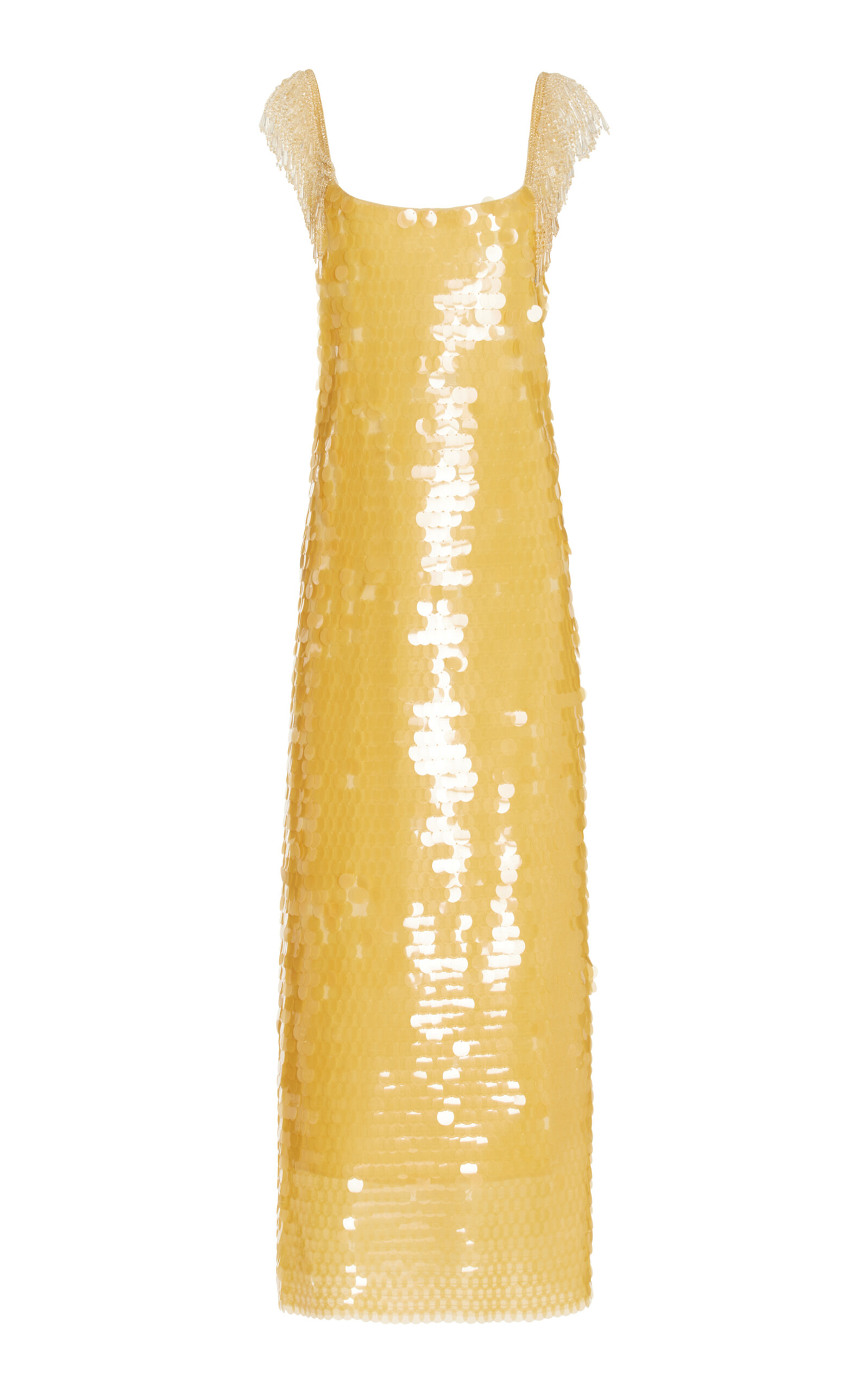 Alexis Felici Sleeveless Sequin Midi Sheath Dress In Orange