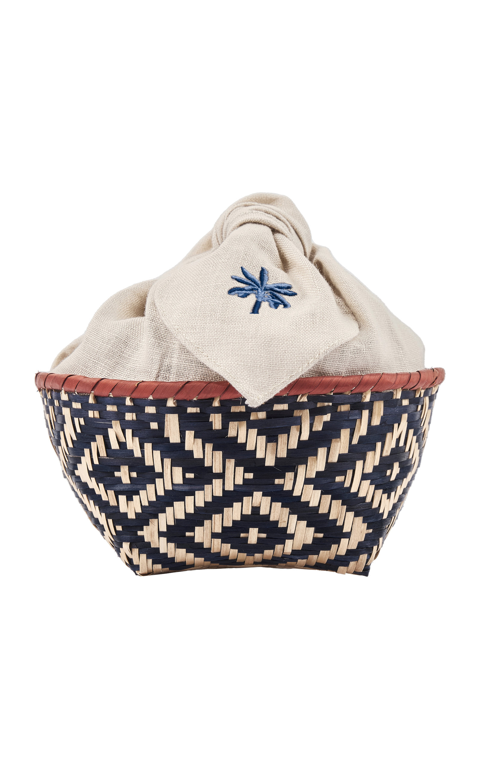 Johanna Ortiz Set-of-two; Navy Blue Hojarasca Breadbasket In Multi