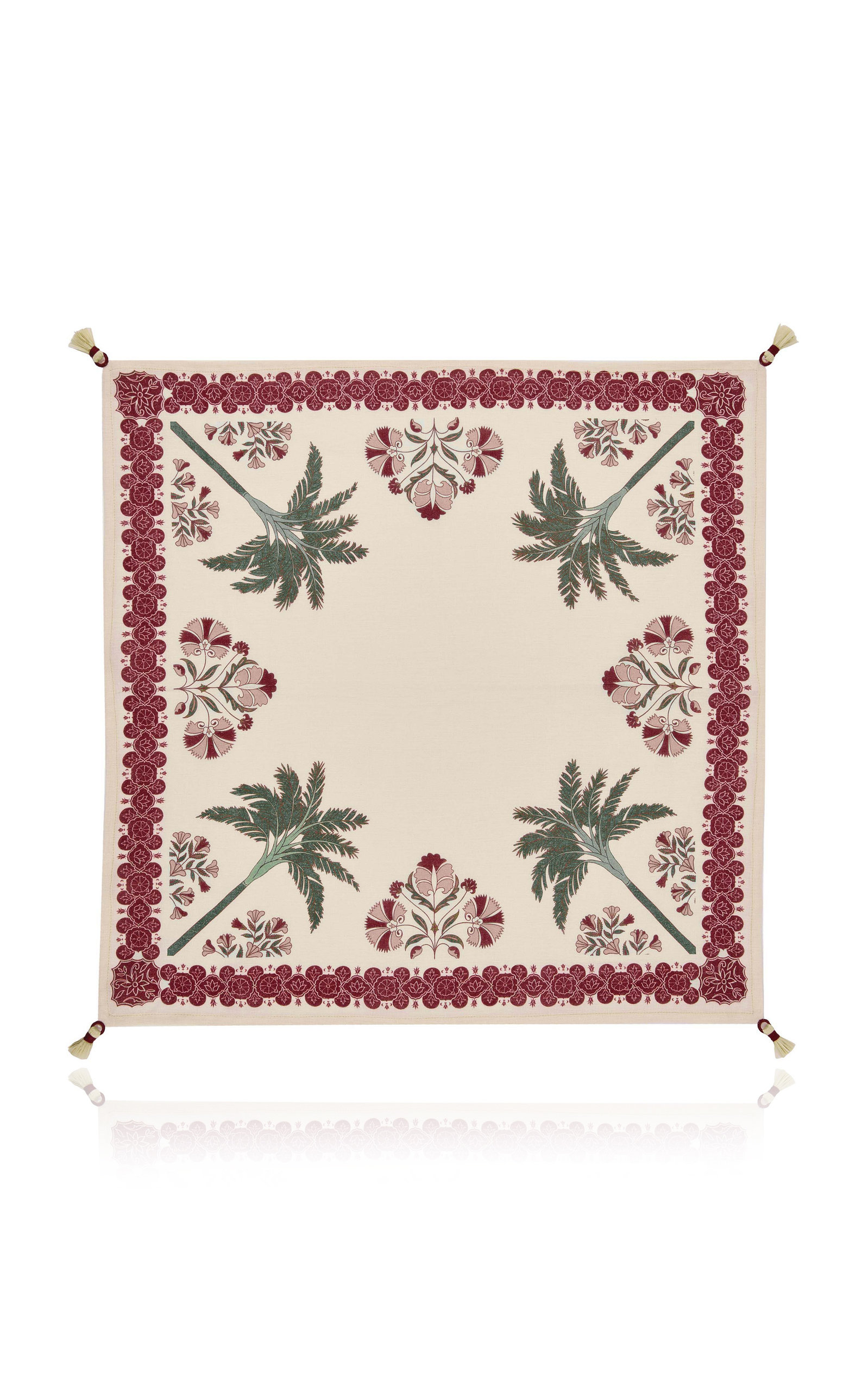 Johanna Ortiz - Set-of-Four Suzani Amazonico Tasseled Linen-Blend Napkins - Color: Multi - Material: Linen With Viscose/Cotton Tassels - Moda Operandi