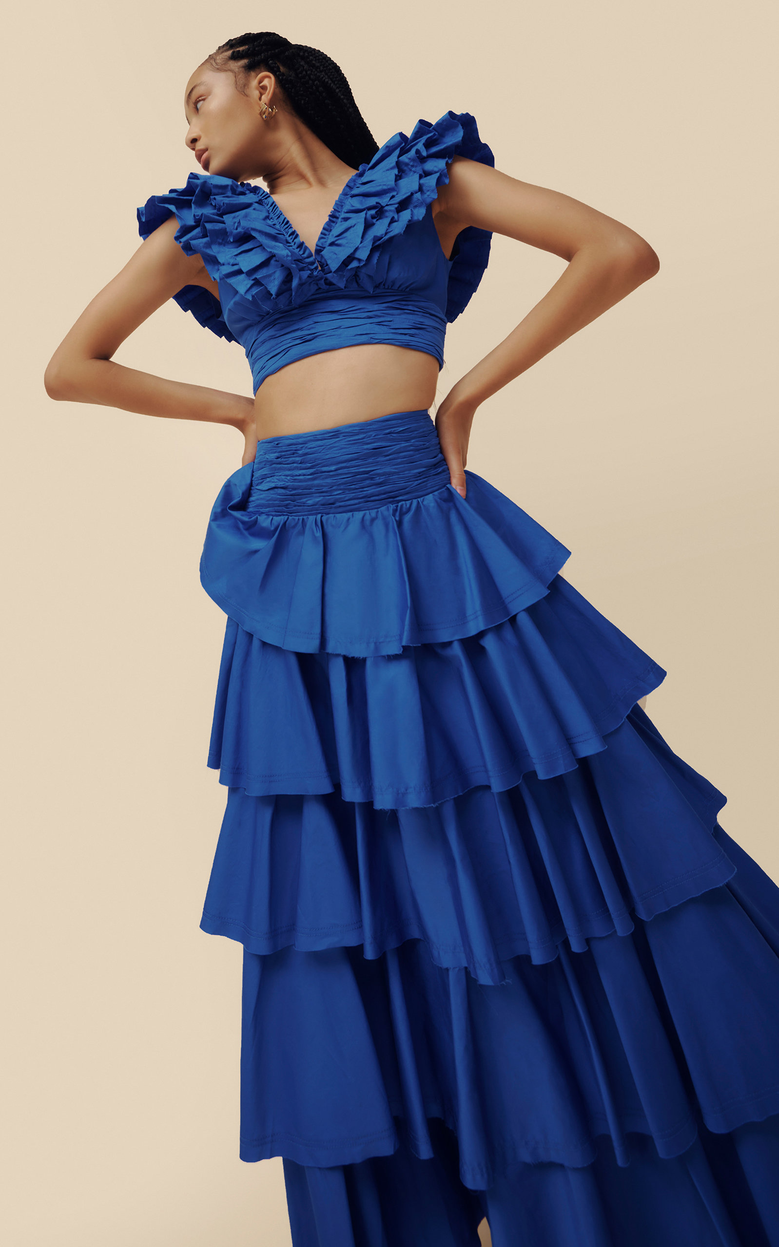 Aje Women's Eleni Tiered Maxi Skirt In Blue | ModeSens