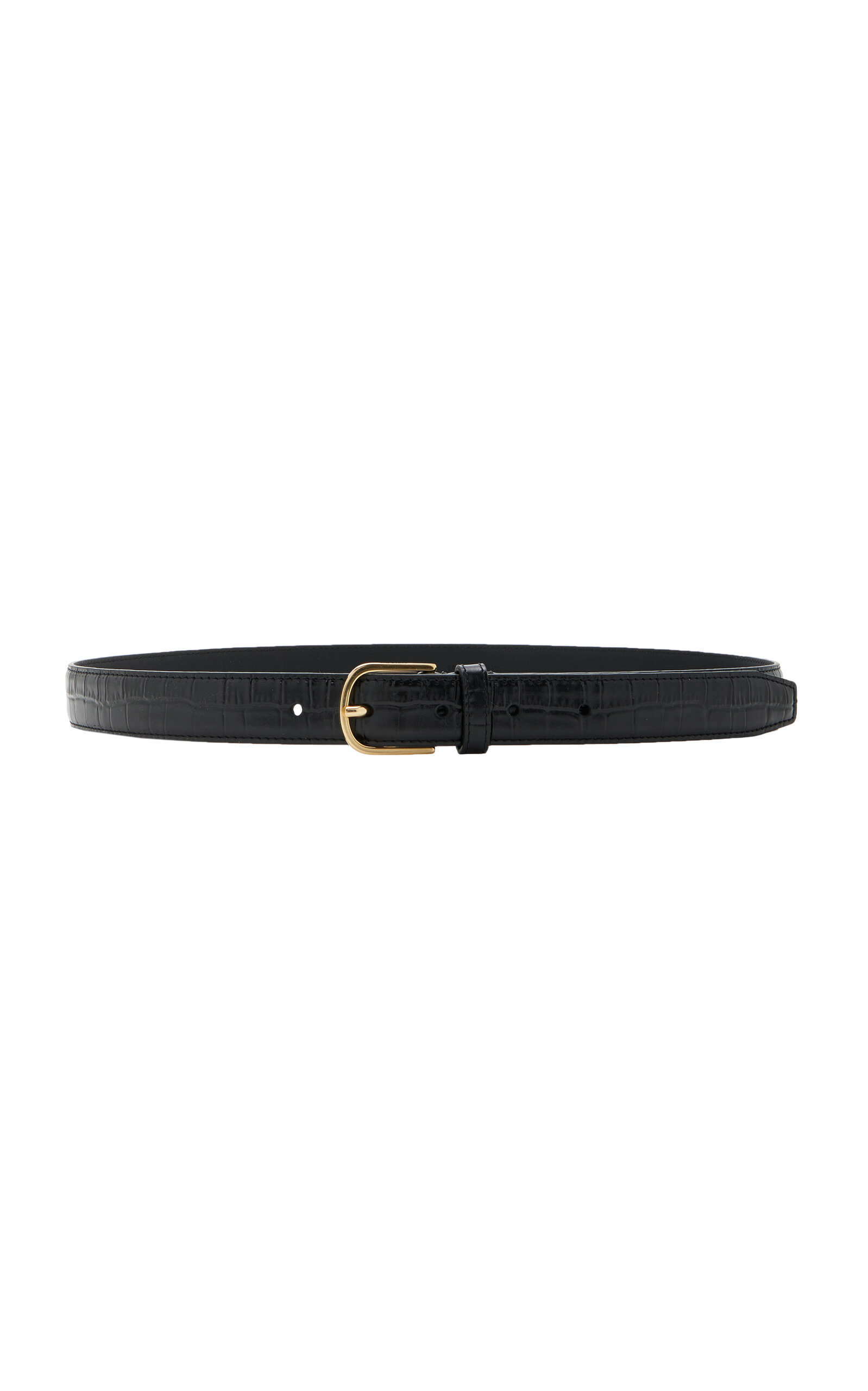 Totême Slim Croc Leather Belt In Black
