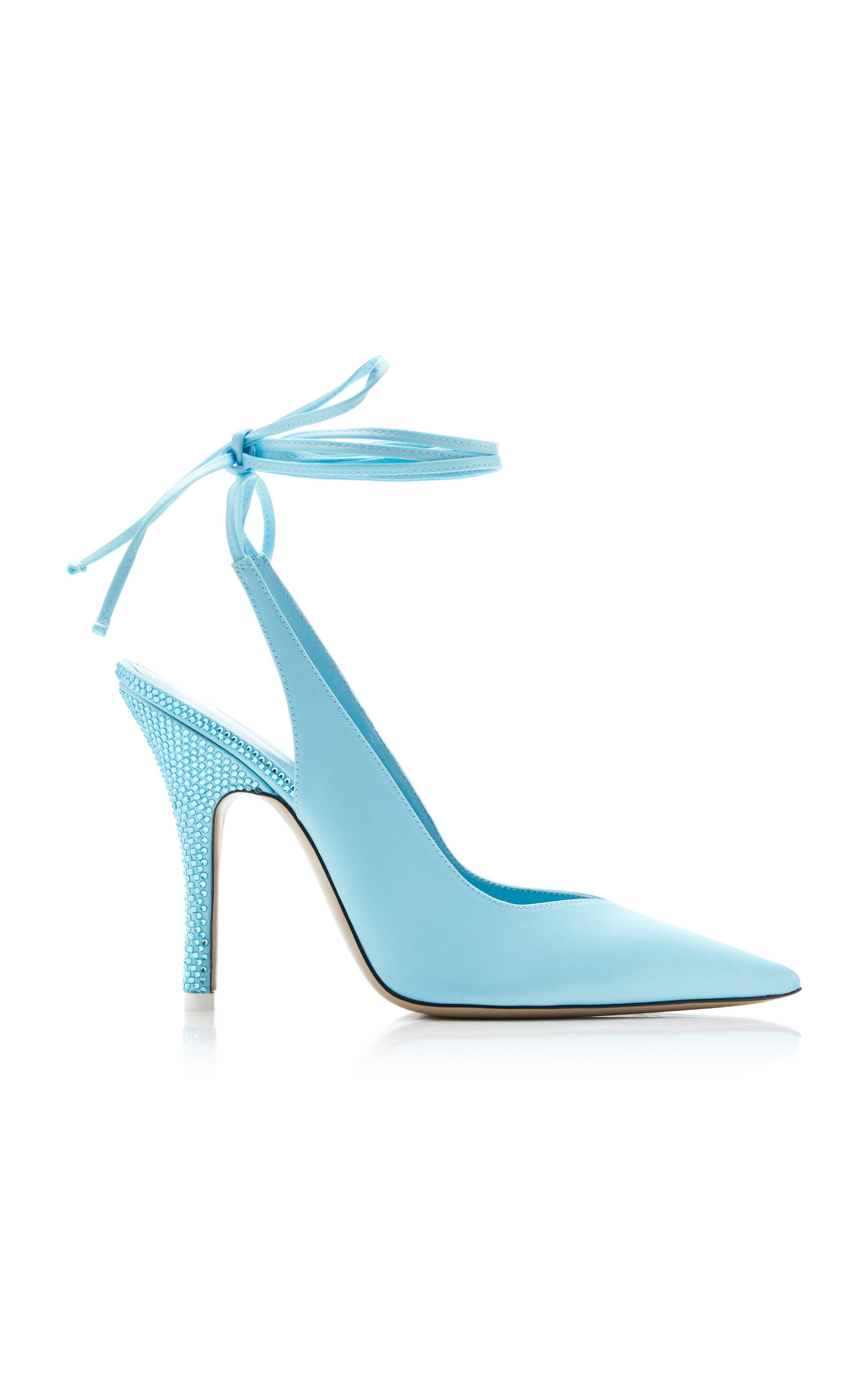 Attico Ankle Wrap Pointed Toe Slingback Pump In Blue