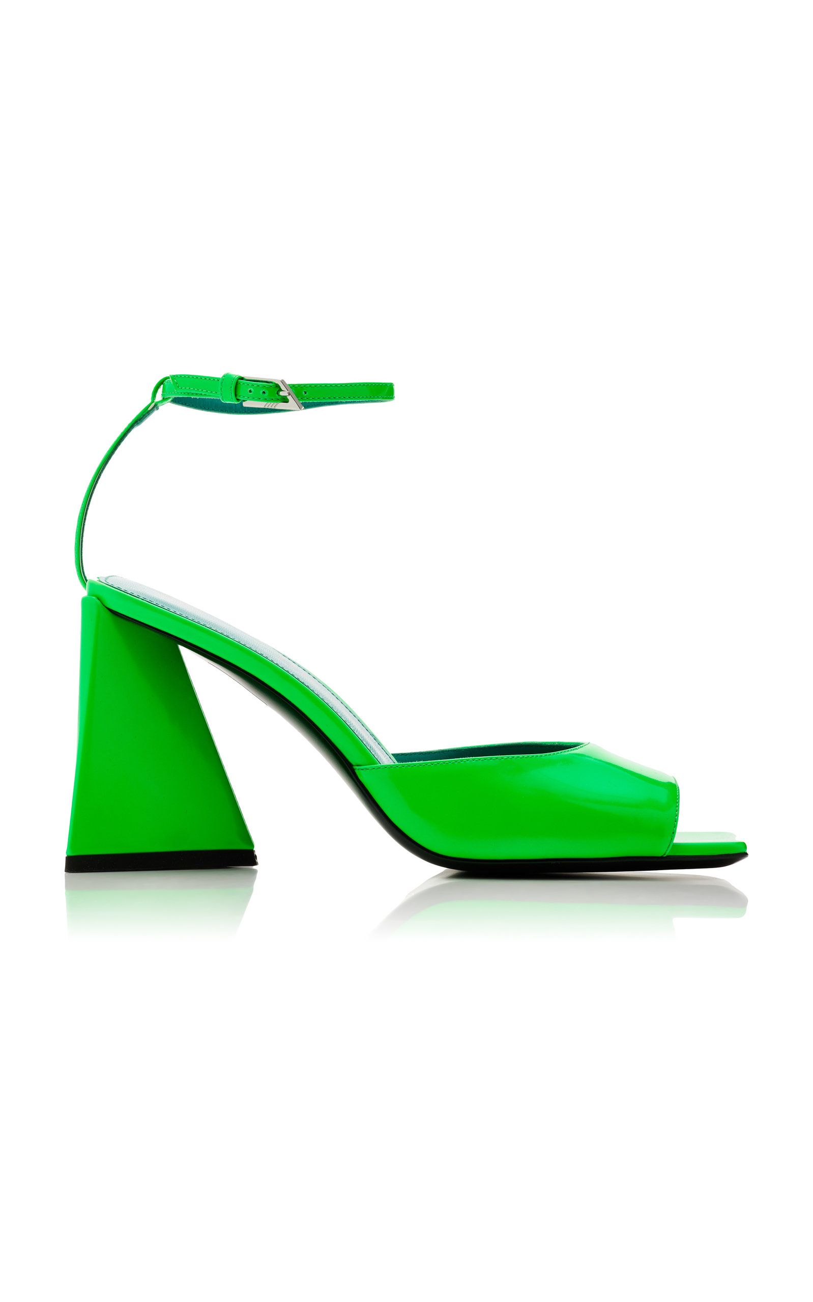 Attico Fluorescent Pink Slingback With Pyramid Heel And Square Toe In Green