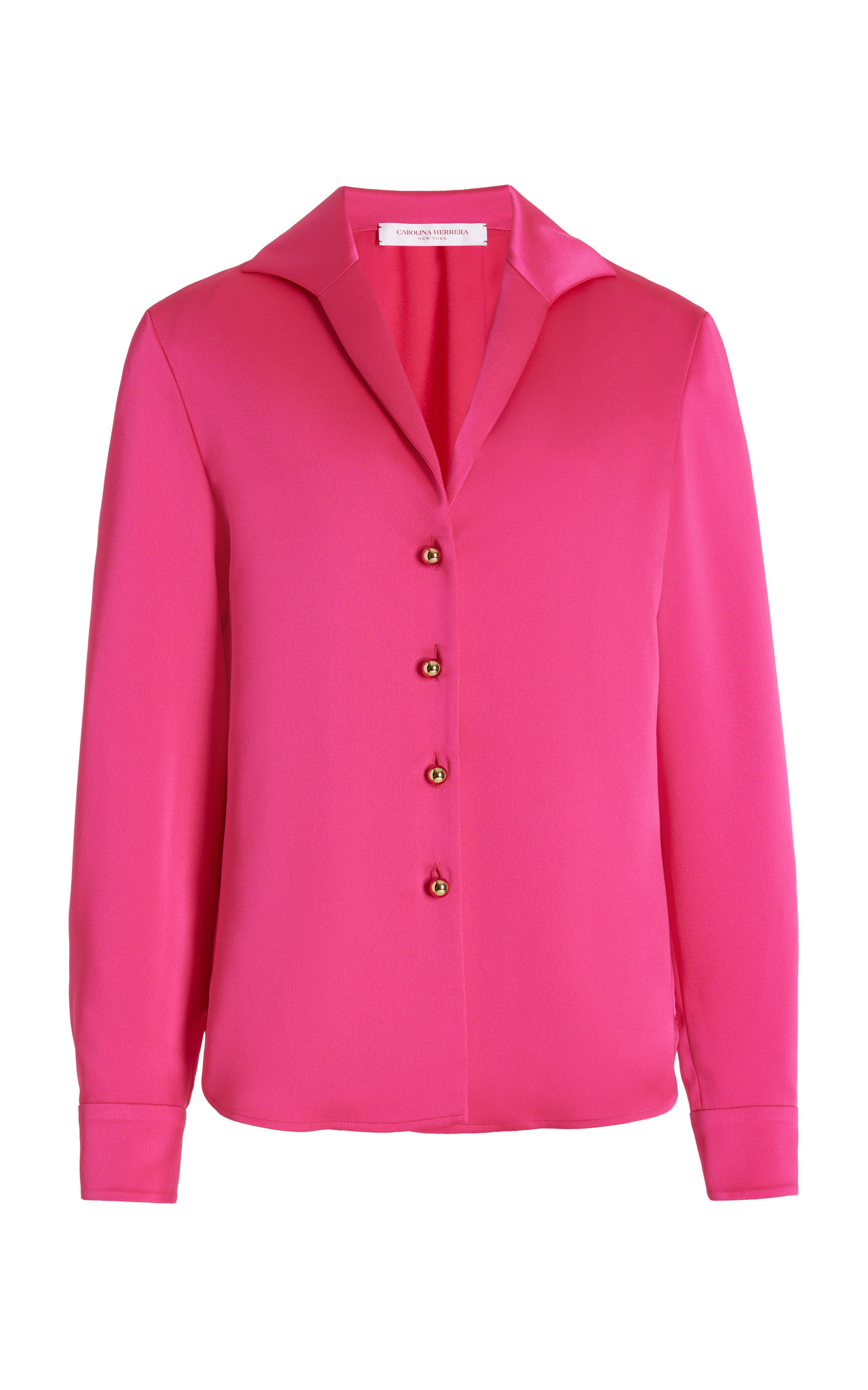 Carolina Herrera - Exclusive Satin Shirt - Pink - US 0 - Moda Operandi