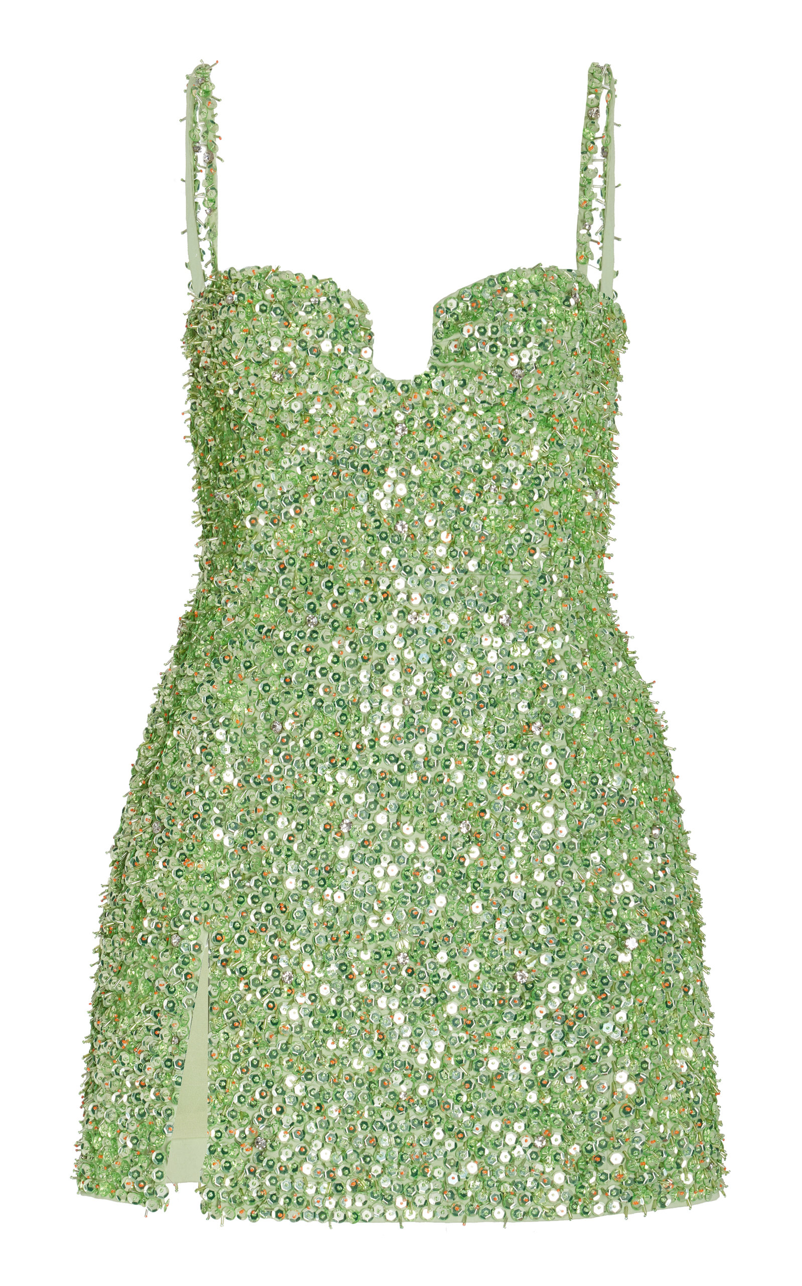 Des_phemmes Exclusive Embroidered Fringe Satin Mini Dress In Green | ModeSens Des_phemmes Exclusive Embroidered Fringe Satin Mini Dress In Green | ModeSens