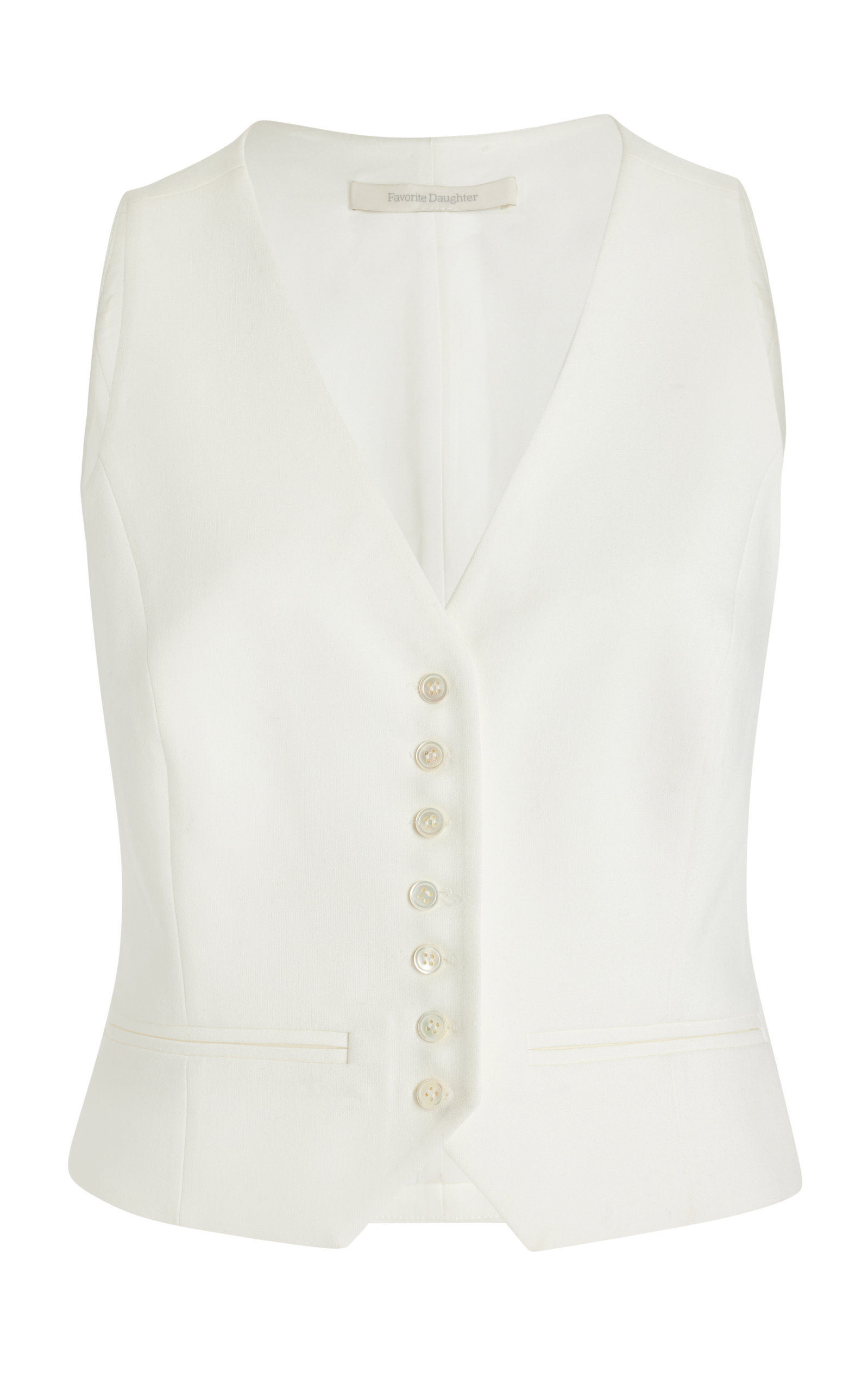 Favorite Daughter Tailored Button Down Vest In Ivory In Ivory,stripe
