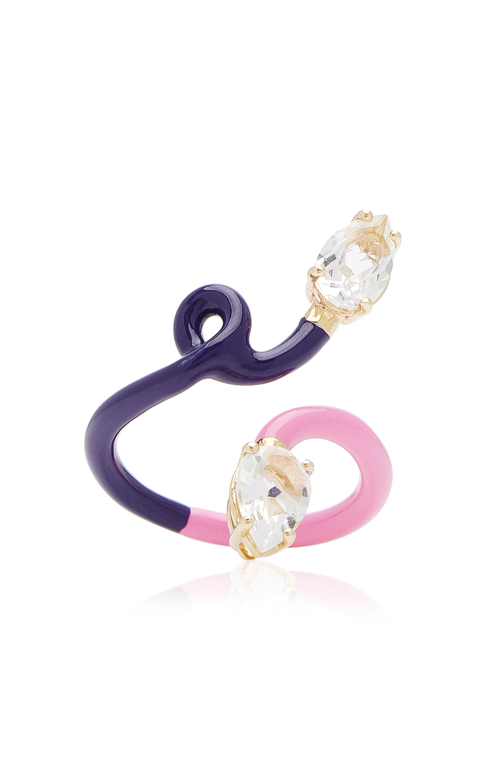 Bea Bongiasca Women's B 9K Yellow Gold Crystal Enameled Double Vine Ring