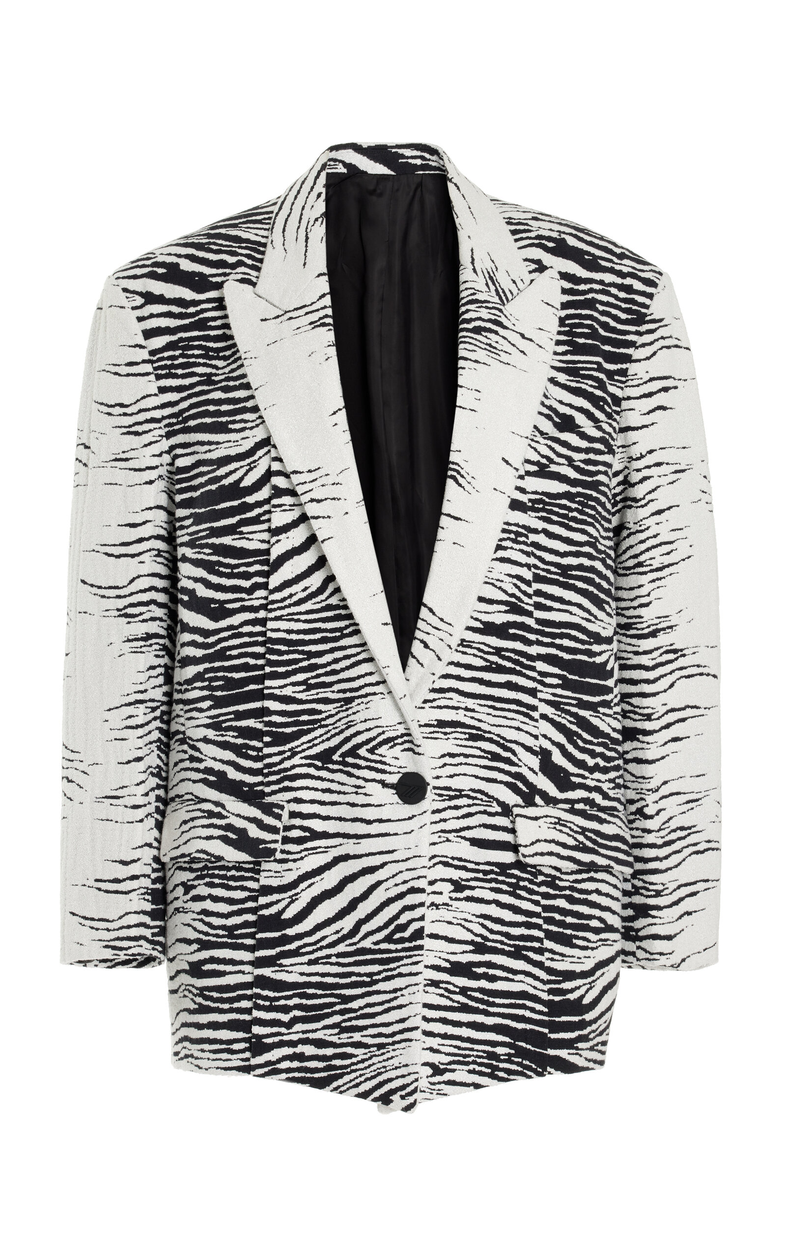 Attico Glen Tiger Jacquard Oversize Single Breasted Blazer In Black,white